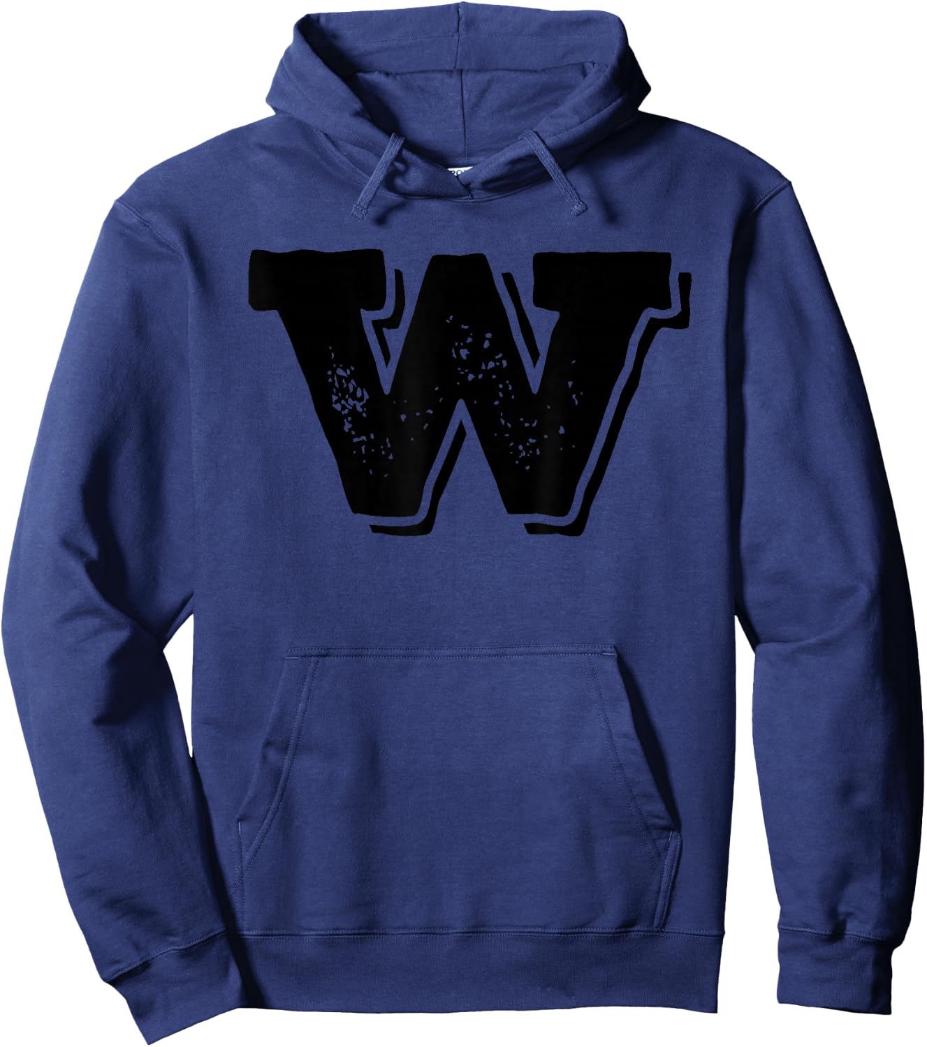 Letter W Capital Alphabet College Varsity Monogram Club Hoodie - Hoodie | Navy