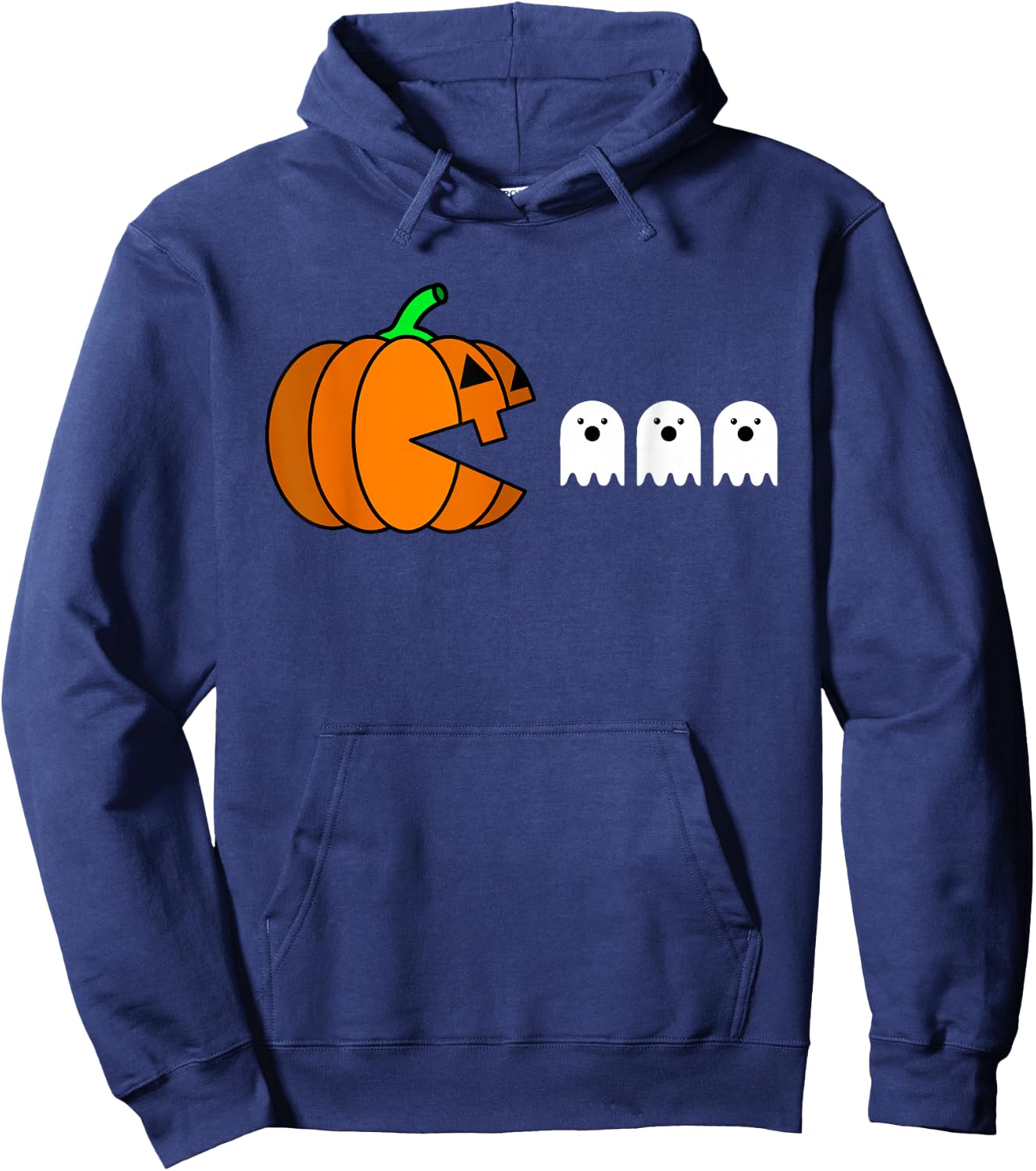 Funny Halloween Pumpkin Eating Ghost, Gamer Men Women Kids Hoodie - Hoodie | Navy