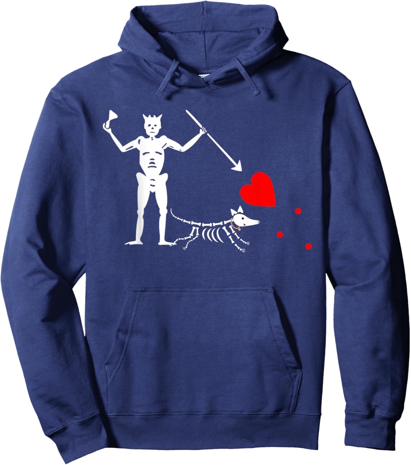 Blackbeard Pirate Flag Skeleton Art Pirate Dog Graphic Hoodie - Hoodie | Navy