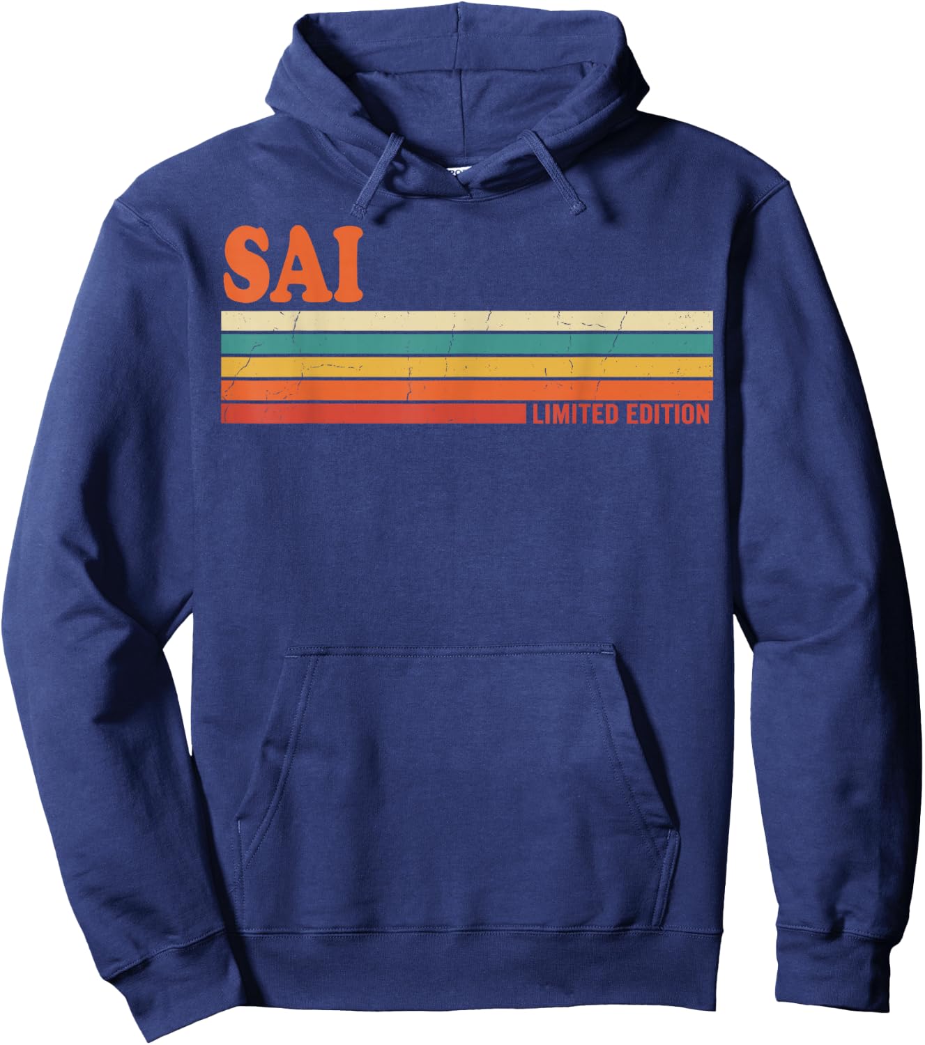 SAI Retro Personalized First Name Vintage Stripes Hoodie - Hoodie | Navy