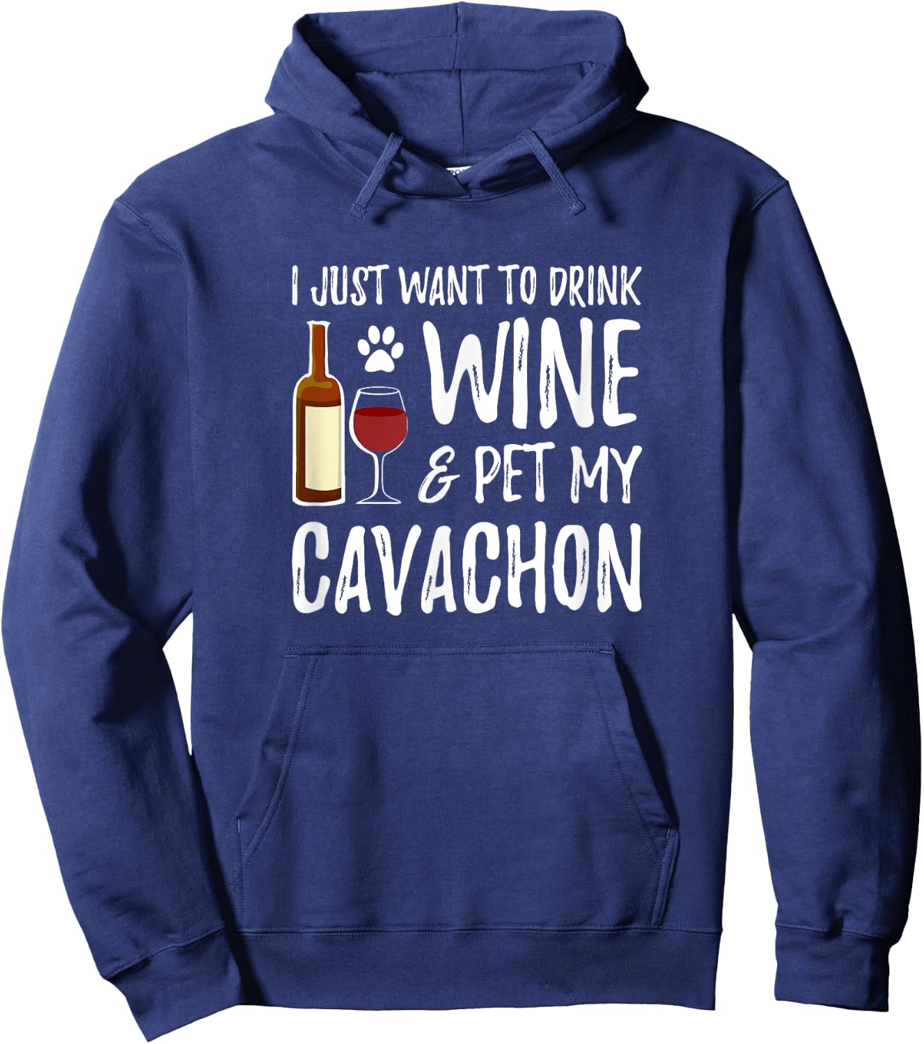 Cavachon Dog Lover Wine Funny Dog Mom Gift Women Hoodie - Hoodie | Navy