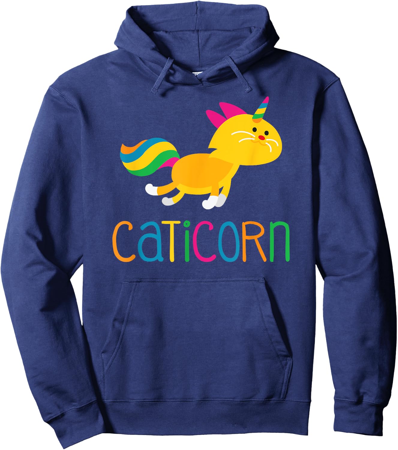 Caticorn Rainbow T shirt Meowgical Cat Unicorn Kittycorn Women Girls Kids Hoodie - Hoodie | Navy