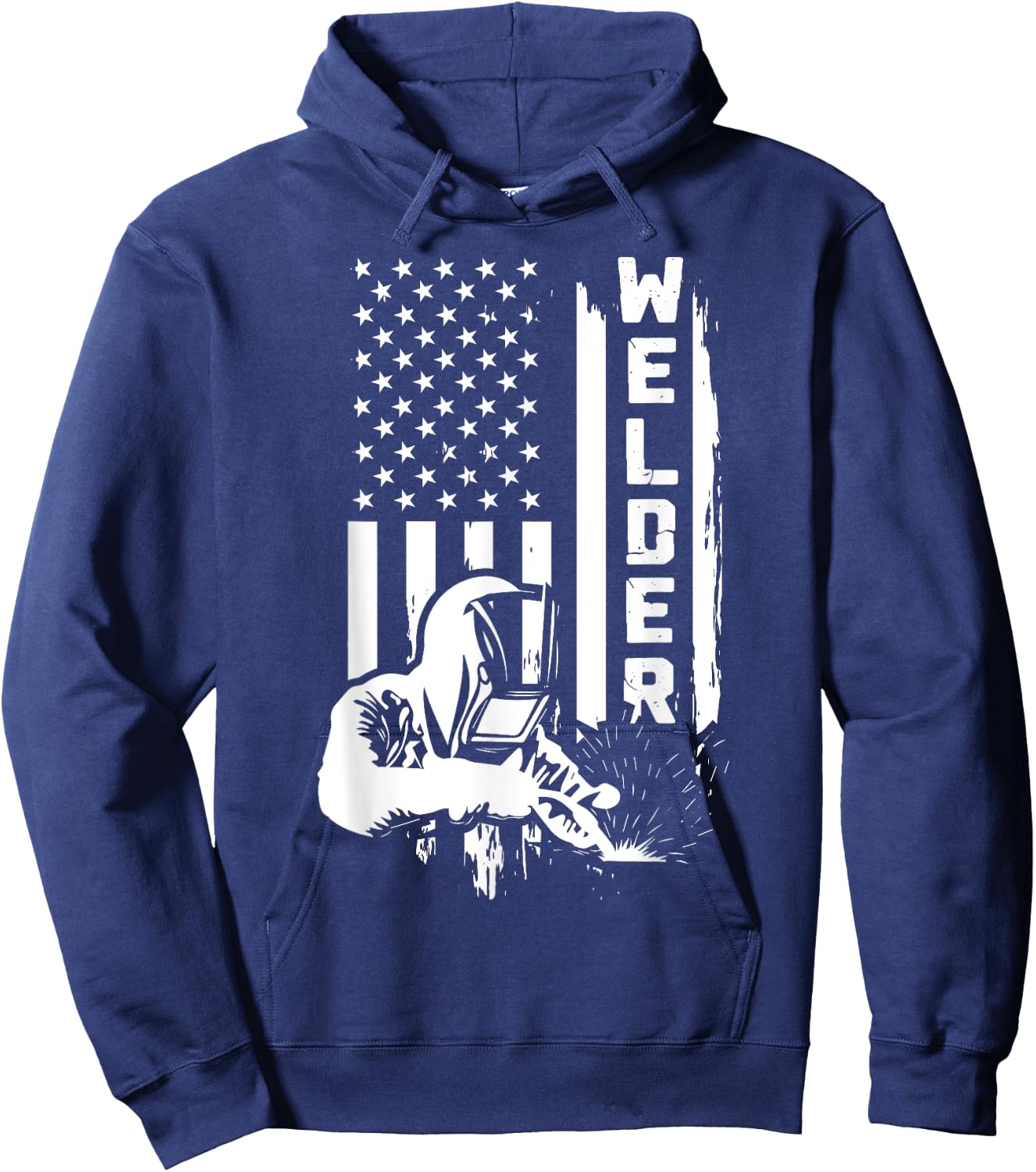 American Flag Welder Funny USA 4th of July Welding Job Lover Hoodie - Hoodie | Navy