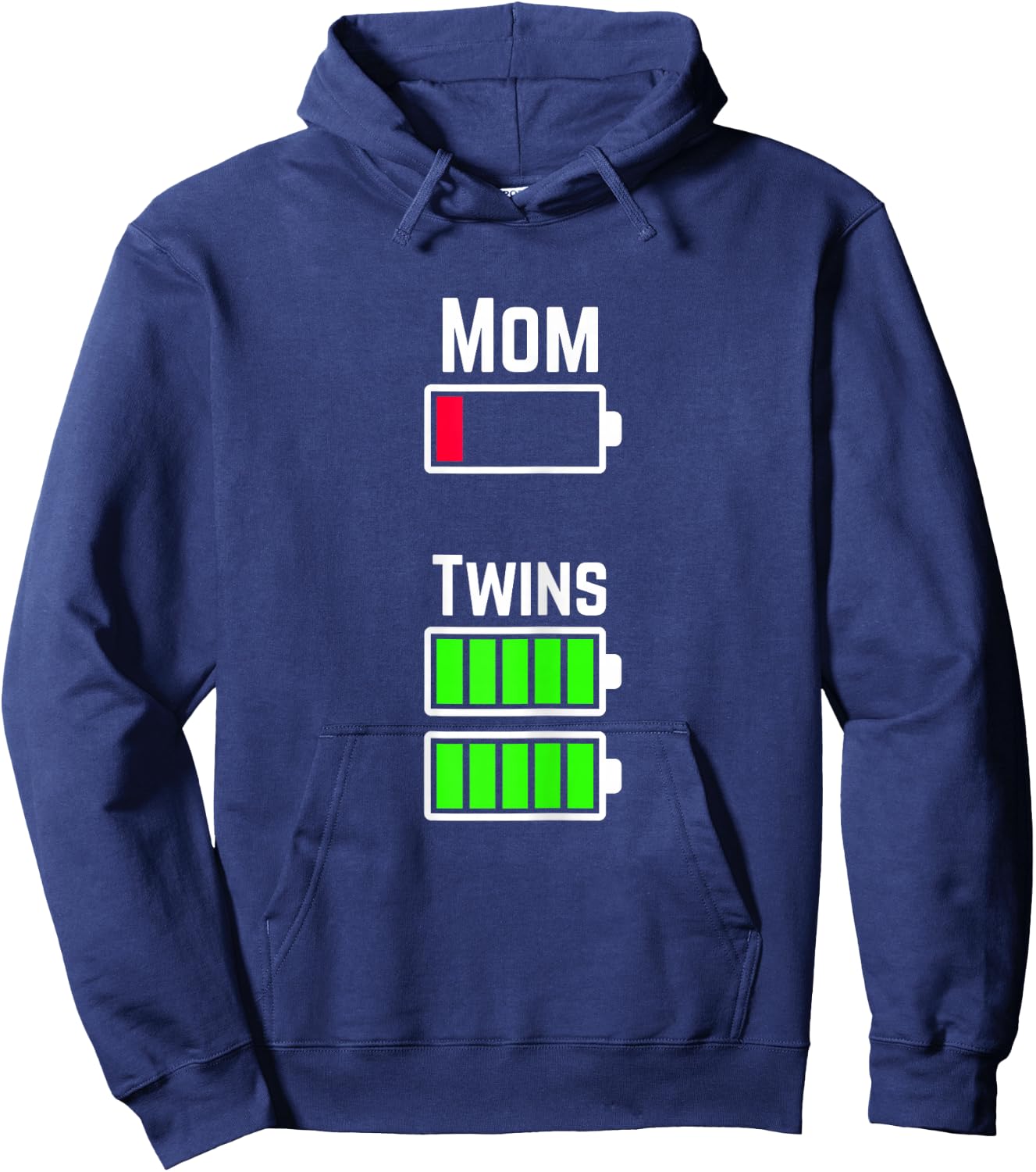 Tired Twin Mom Low Battery Charge Hoodie - Hoodie | Navy