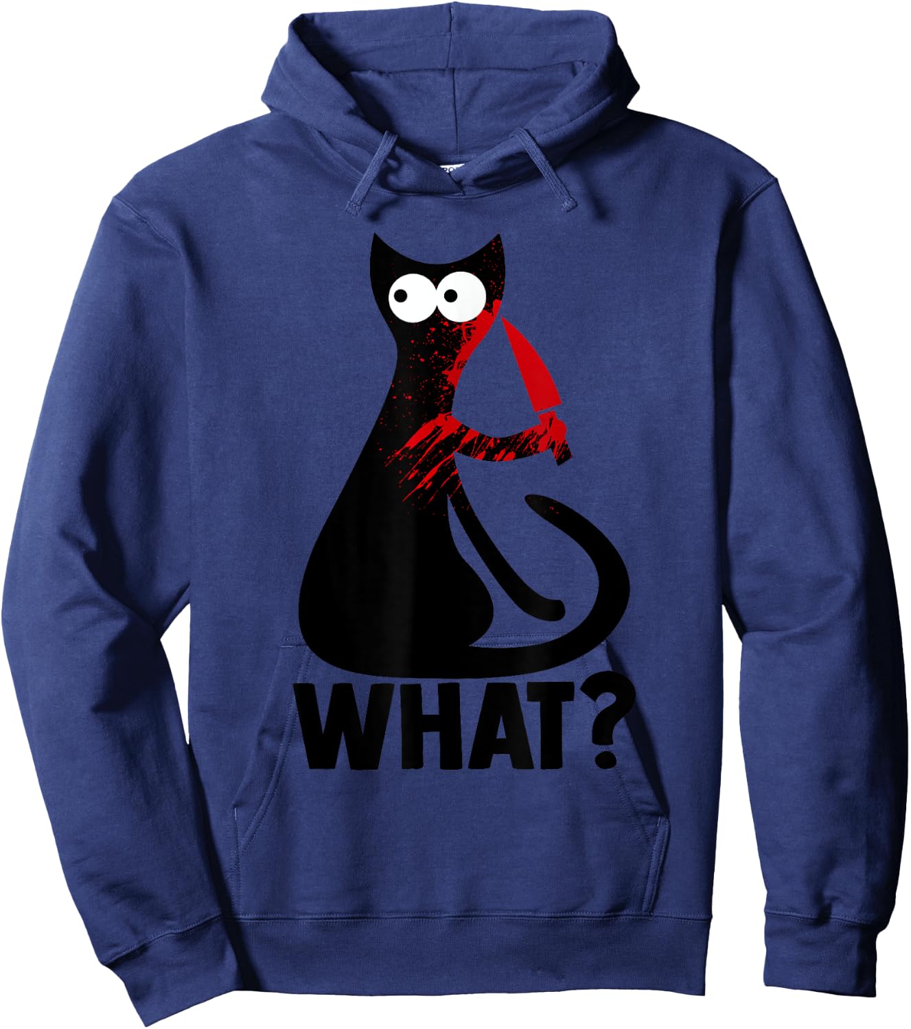 Cute Crazy Murderous Black Cat What With Knife Halloween Men Women Hoodie - Hoodie | Navy