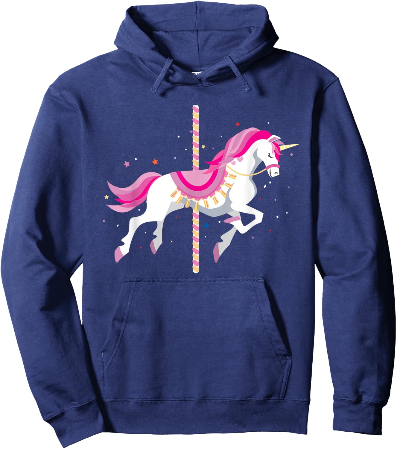 Kids Unicorn Carousel Ride Pretty Unicorns Amusement Park Hoodie - Hoodie | Navy