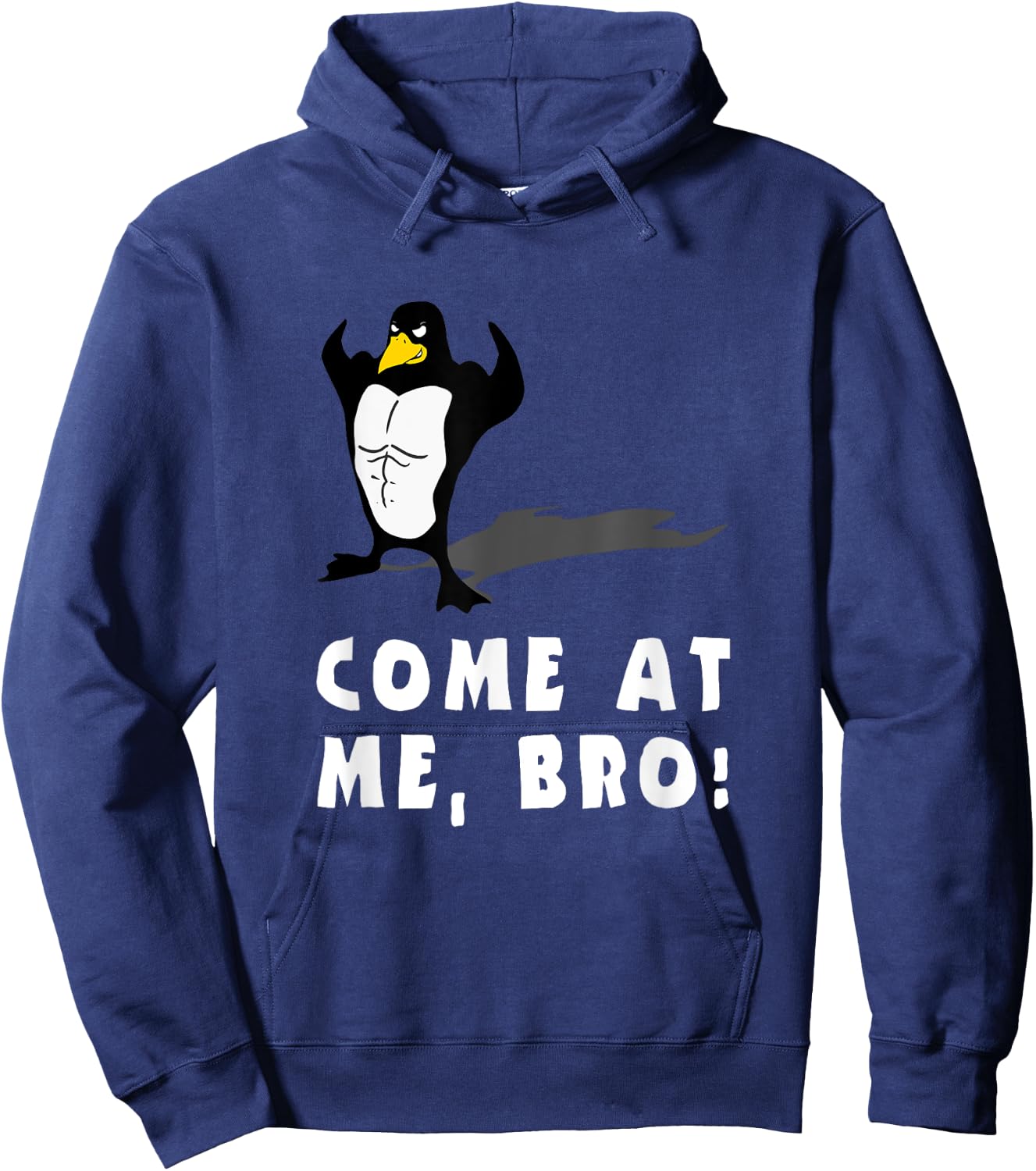 PENGUIN FUNNY T SHIRT, COME AT ME BRO, Workout MMA Fitness Hoodie - Hoodie | Navy