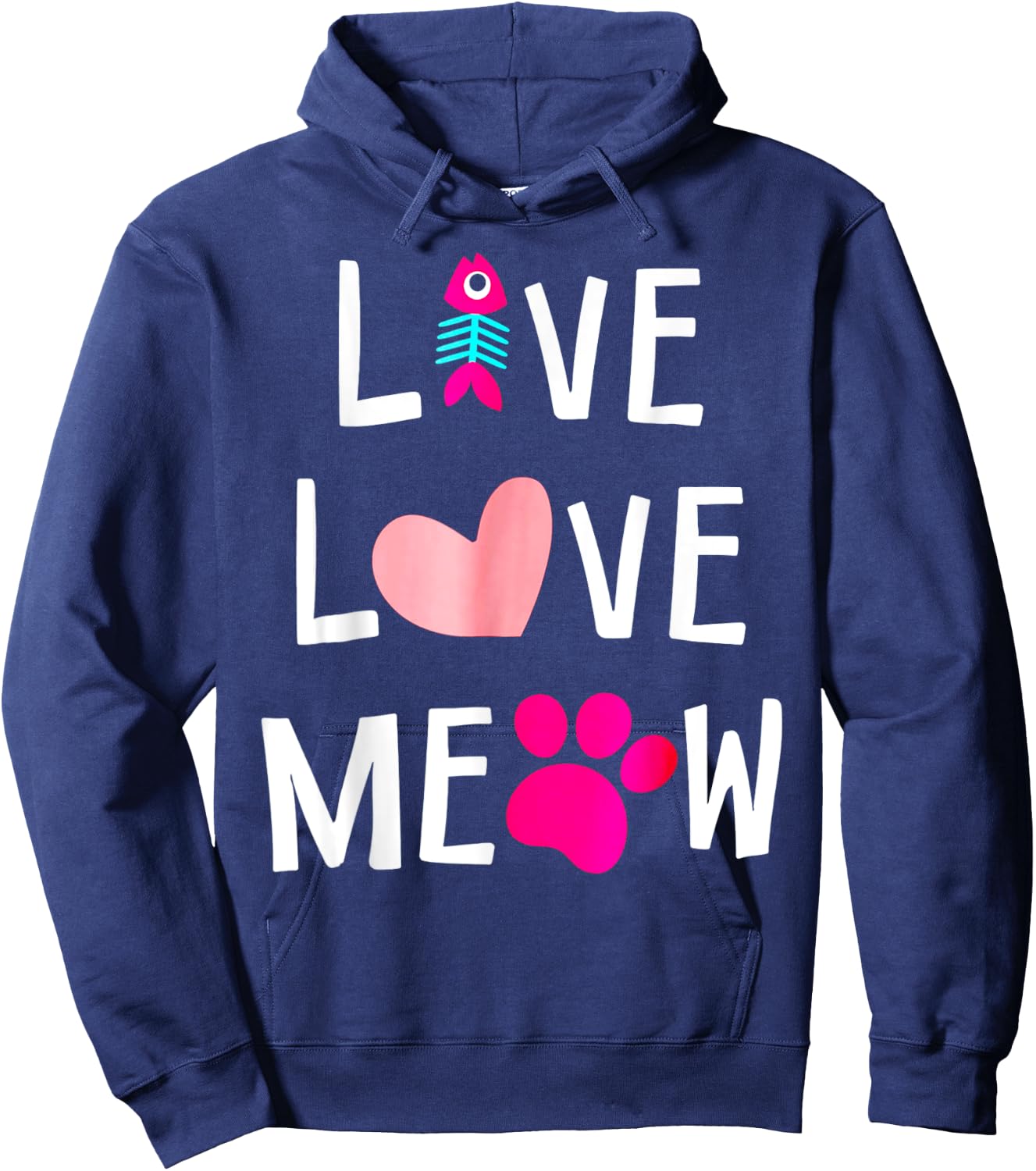 Live Love Meow Cat Women Kids Hoodie - Hoodie | Navy