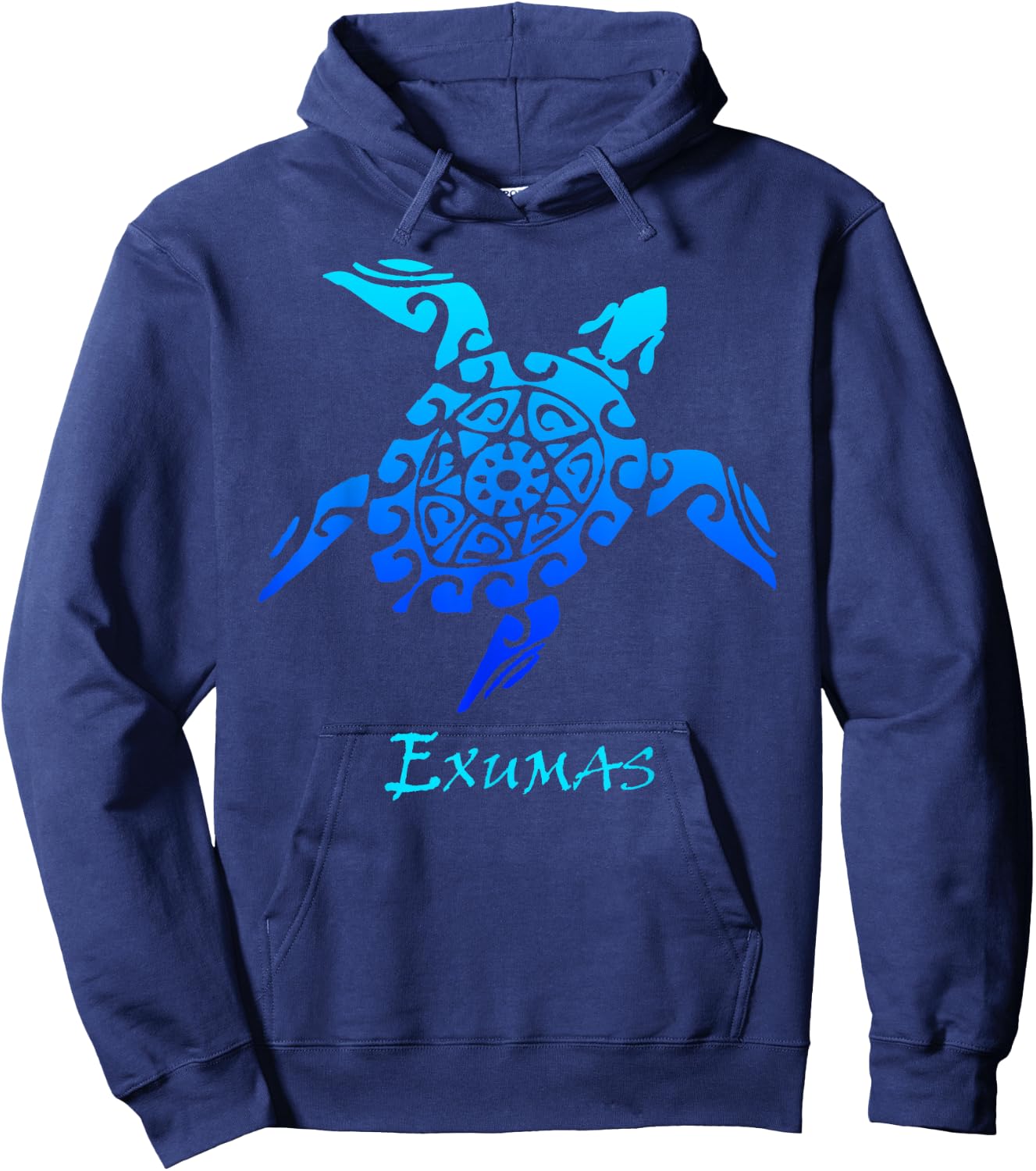 Exuma Bahamas Tribal Sea Turtle Tattoo Style Vacation Hoodie - Hoodie | Navy