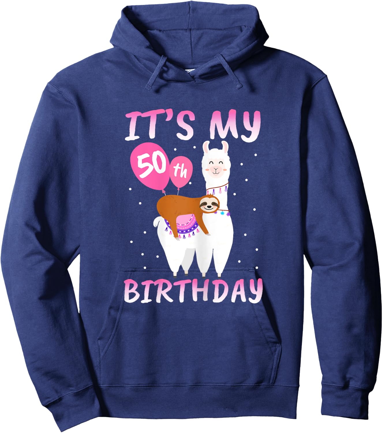 50 Years Old 50th Birthday Llama Sloth Gift Hoodie - Hoodie | Navy