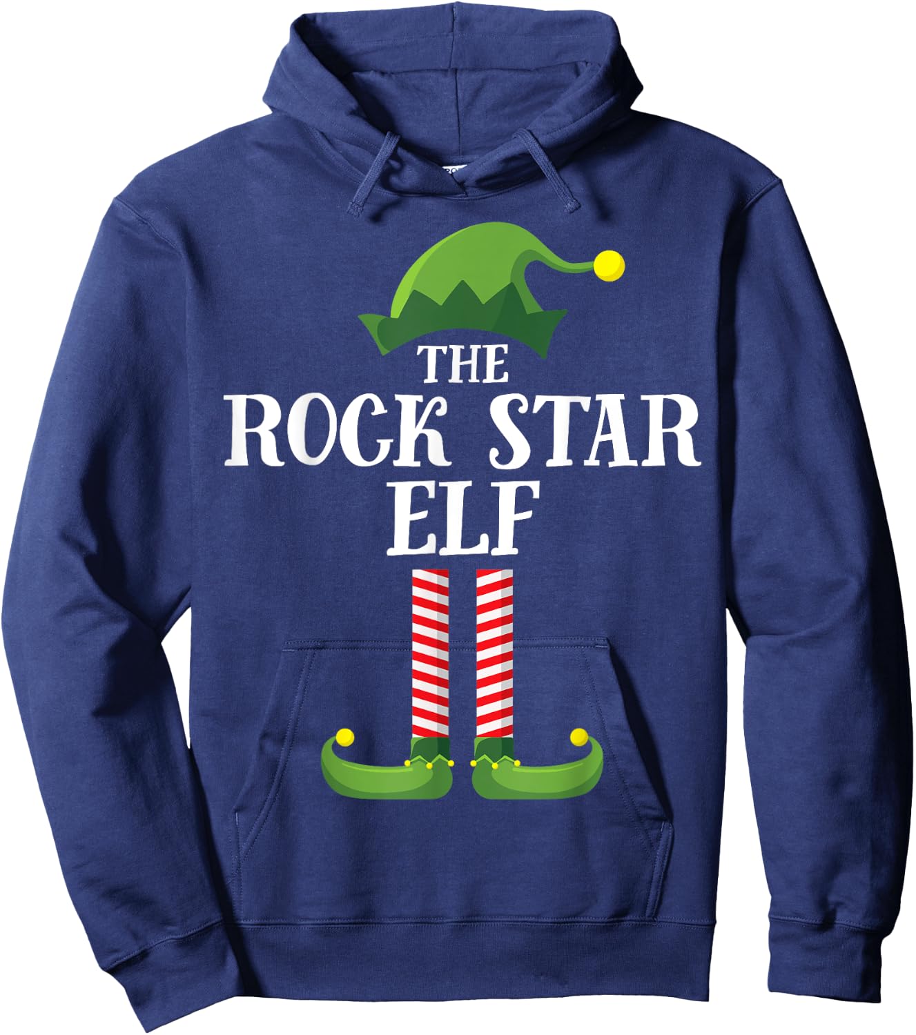 Rock Star Elf Matching Family Group Christmas Party Pyjamas Hoodie - Hoodie | Navy