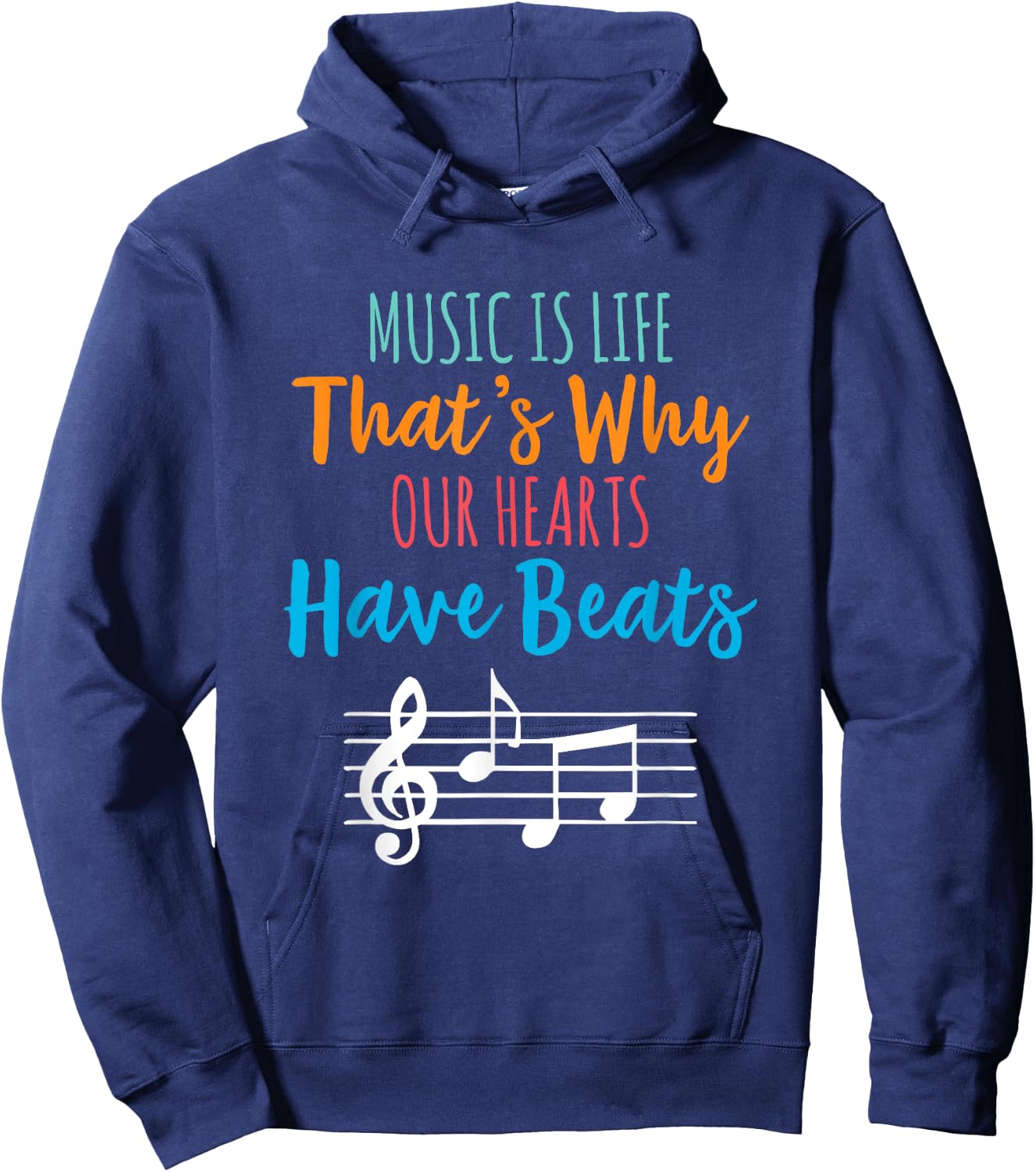 Music Is Life That's Why Our Hearts Have Beats Musician Hoodie - Hoodie | Navy