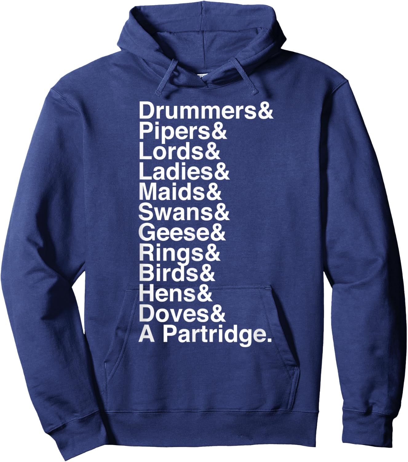 12 Days of Christmas Helvetica List Hoodie - Hoodie | Navy