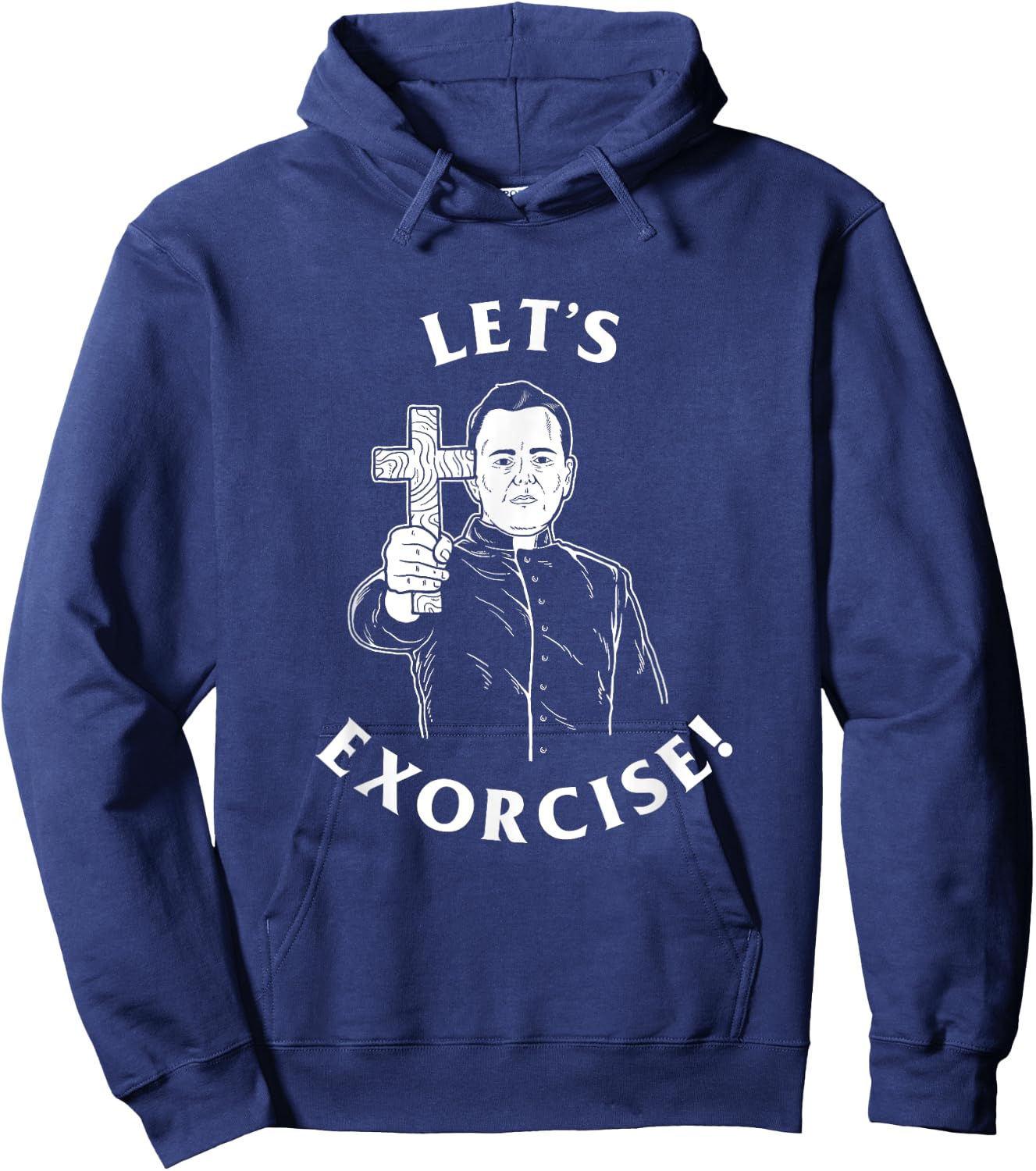 Let's Exorcise - Funny Exercise Exorcist Priest Hoodie - Hoodie | Navy