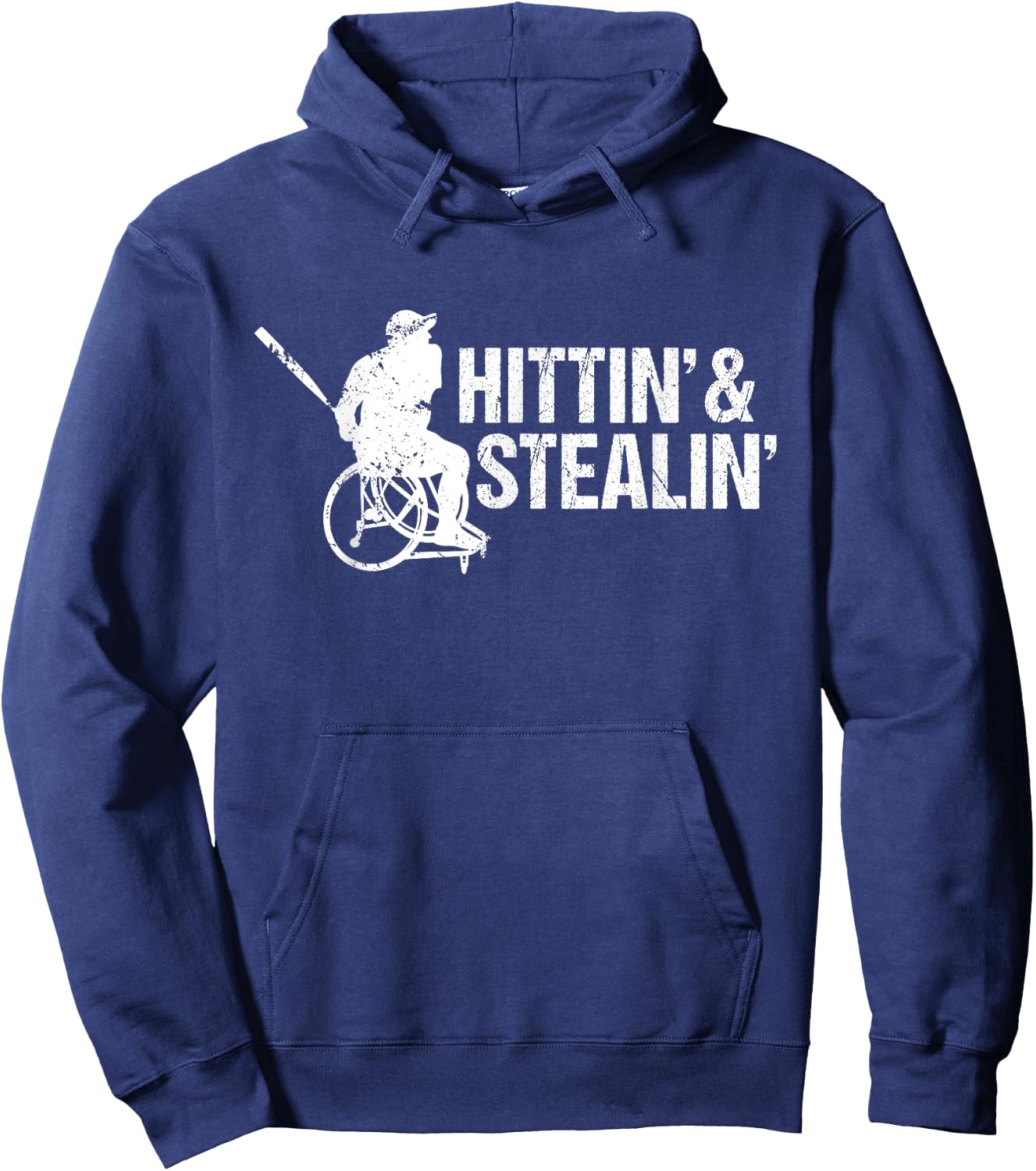 Wheelchair Athlete Baseball Funny Hit and Steal Hoodie - Hoodie | Navy