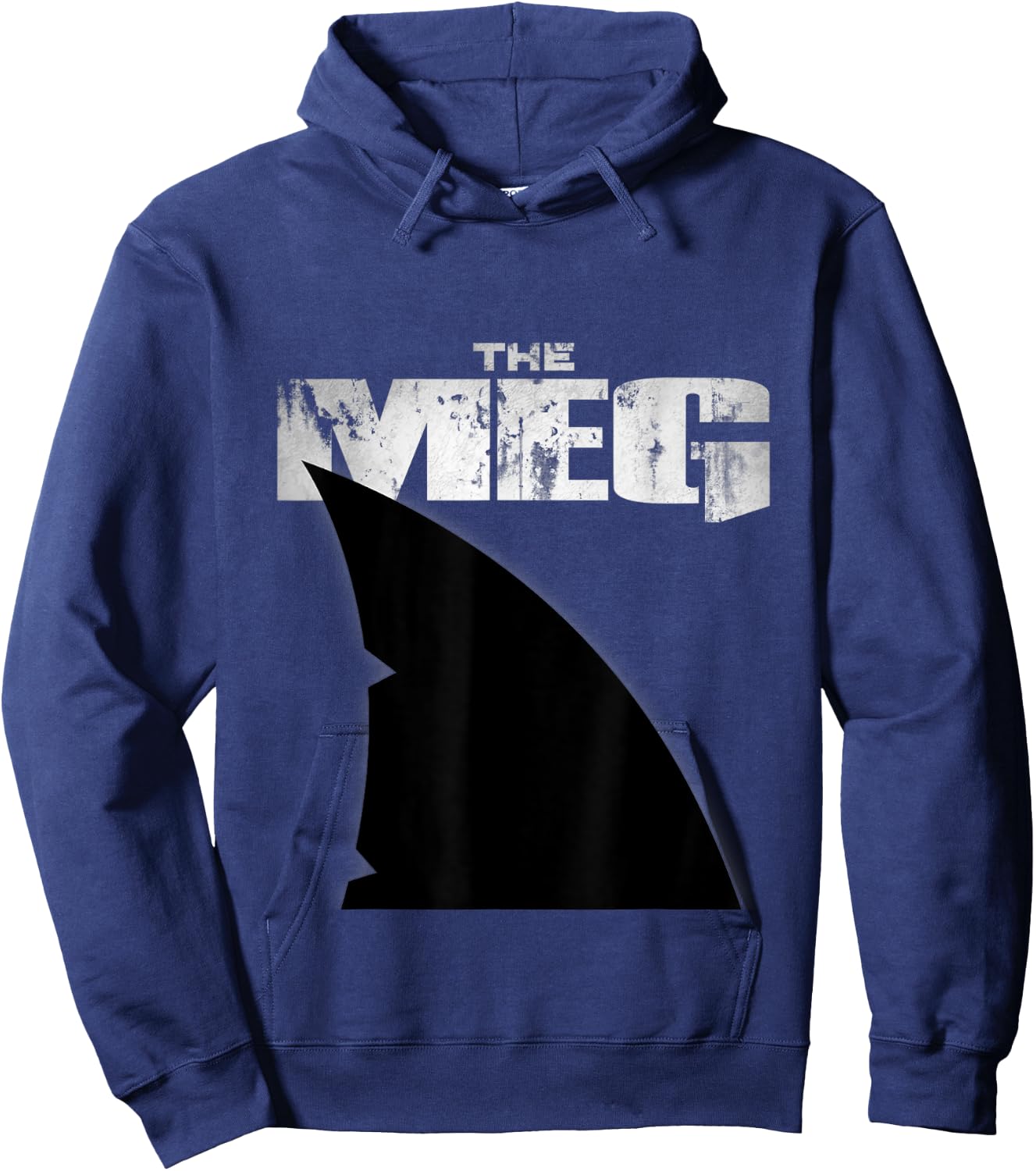 Shark for Sea lovers | -Adults Meg Shark | Black Distressed Modern Short Sleeve | Small Hoodie - Hoodie | Navy