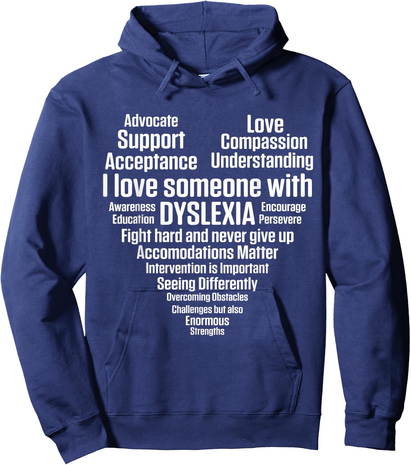 Dyslexia Teacher Therapist Heart Love Dyslexic Therapy Men Women Hoodie - Hoodie | Navy