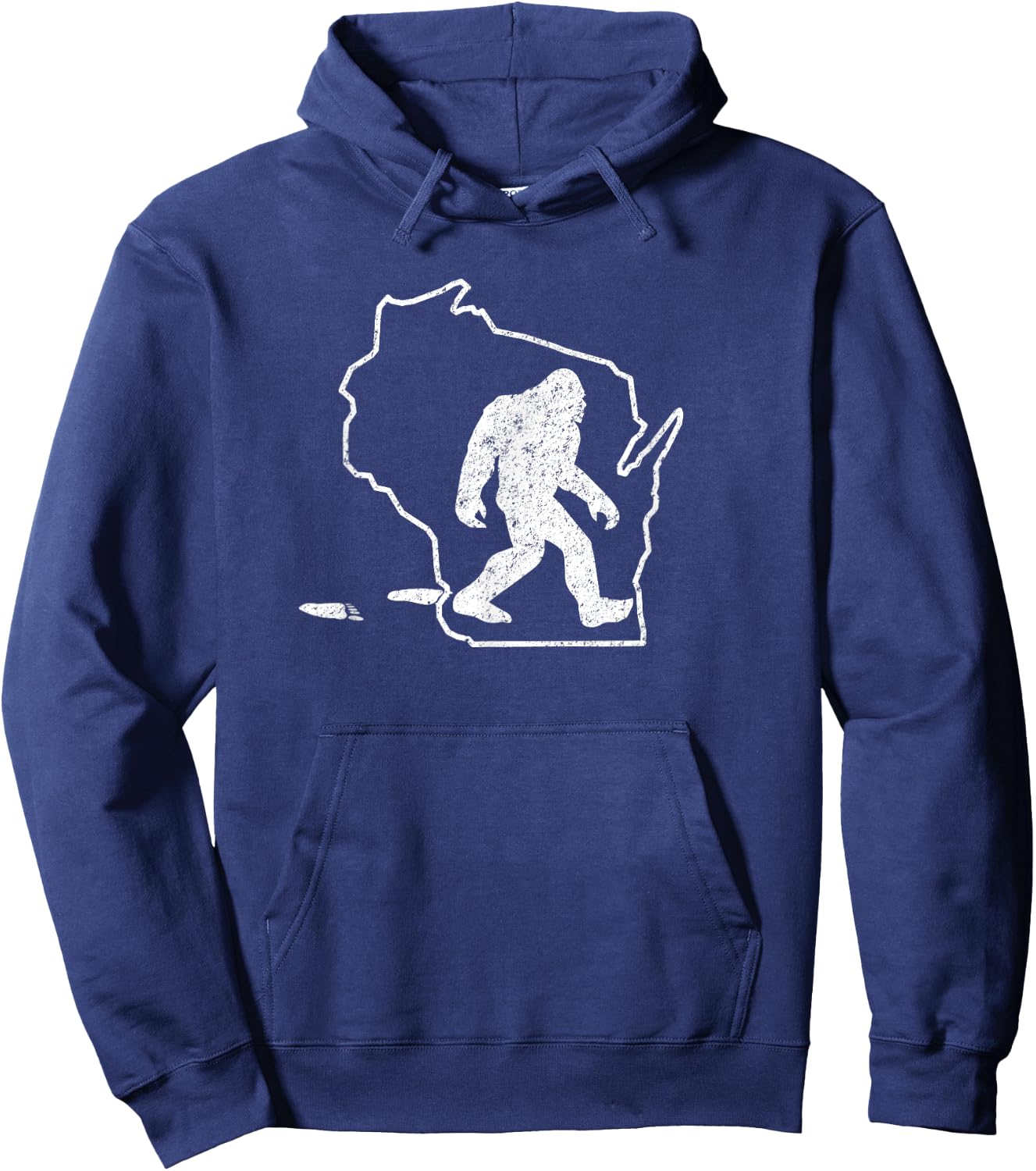 Wisconsin State Pride Vintage Bigfoot Hunter T Shirt Hoodie - Hoodie | Navy