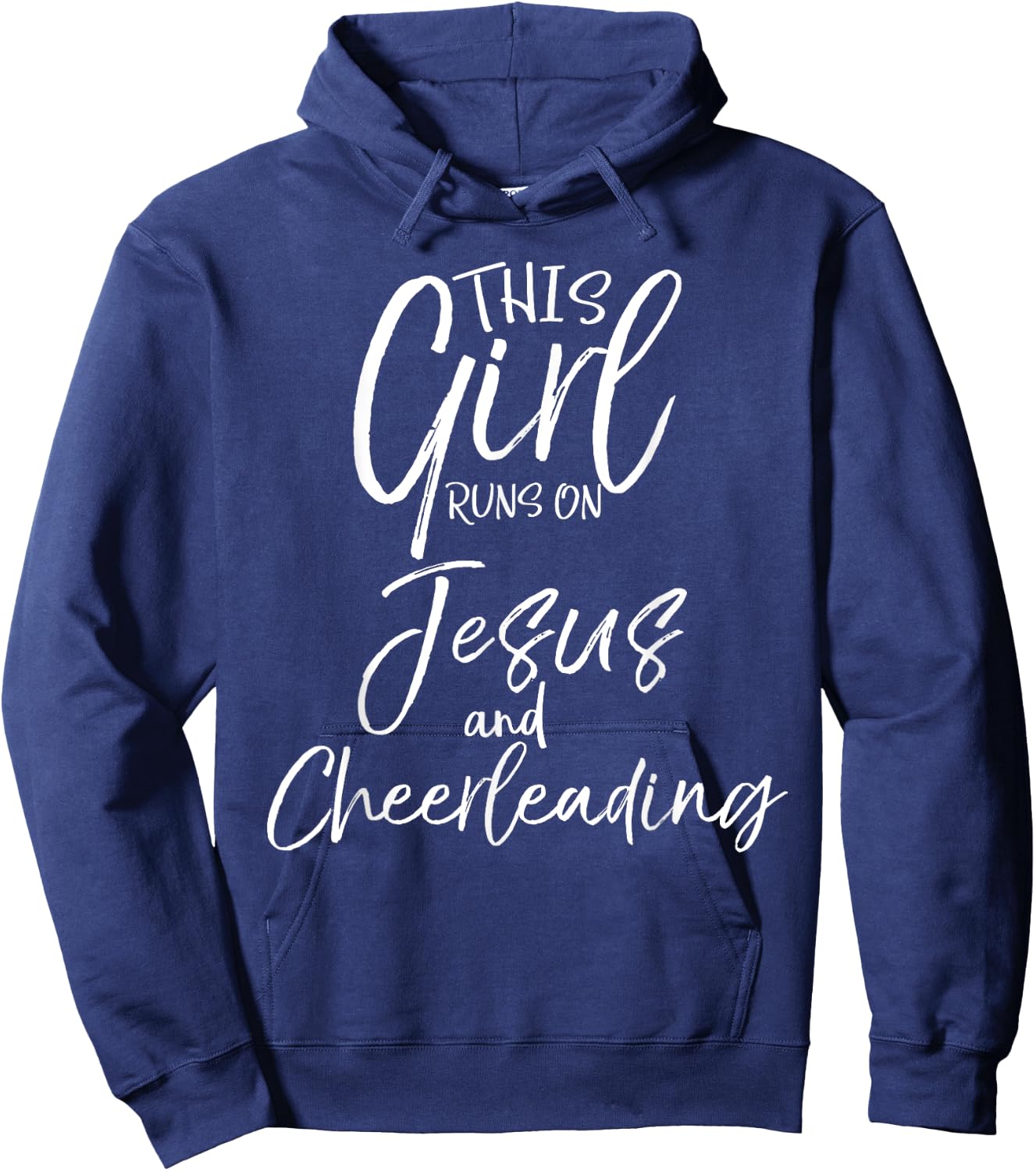 This Girl Runs on Jesus and Cheerleading Shirt Cute Cheer Hoodie - Hoodie | Navy