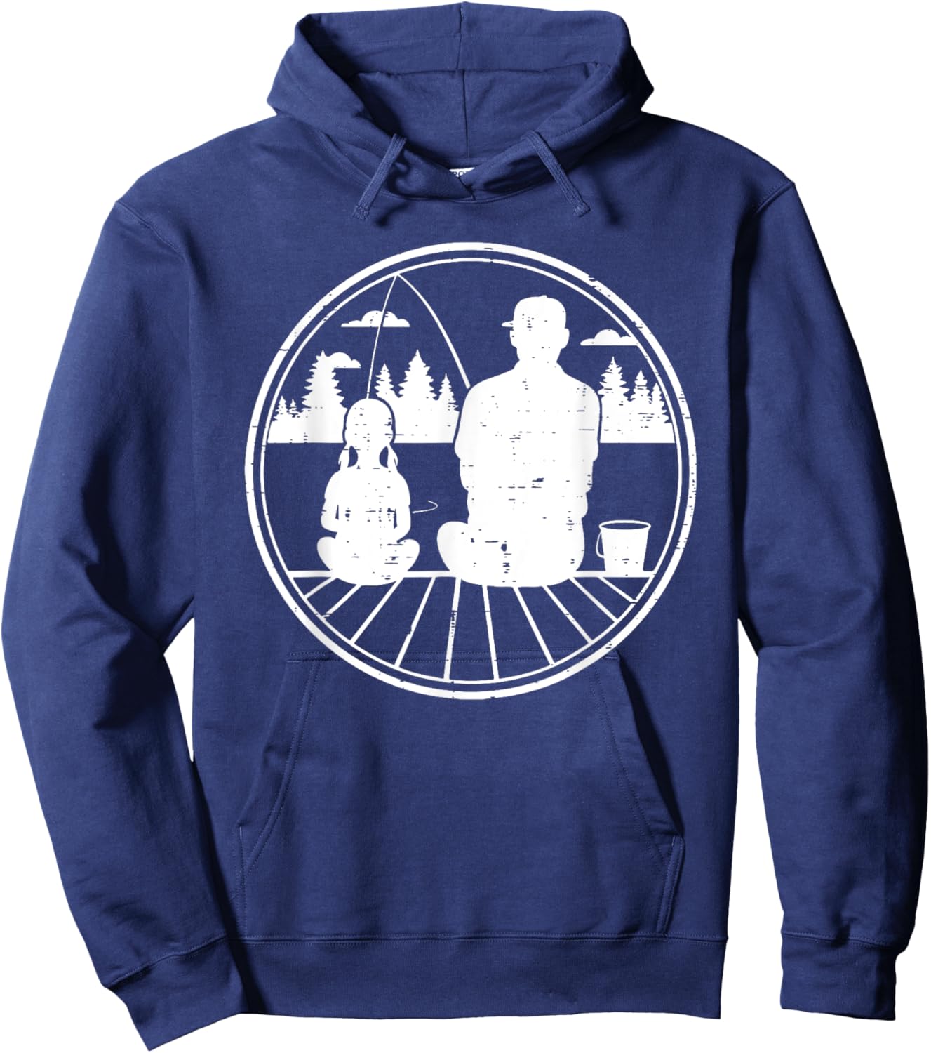 Father & Daughter Fishing Retro Matching Dad Gift Hoodie - Hoodie | Navy