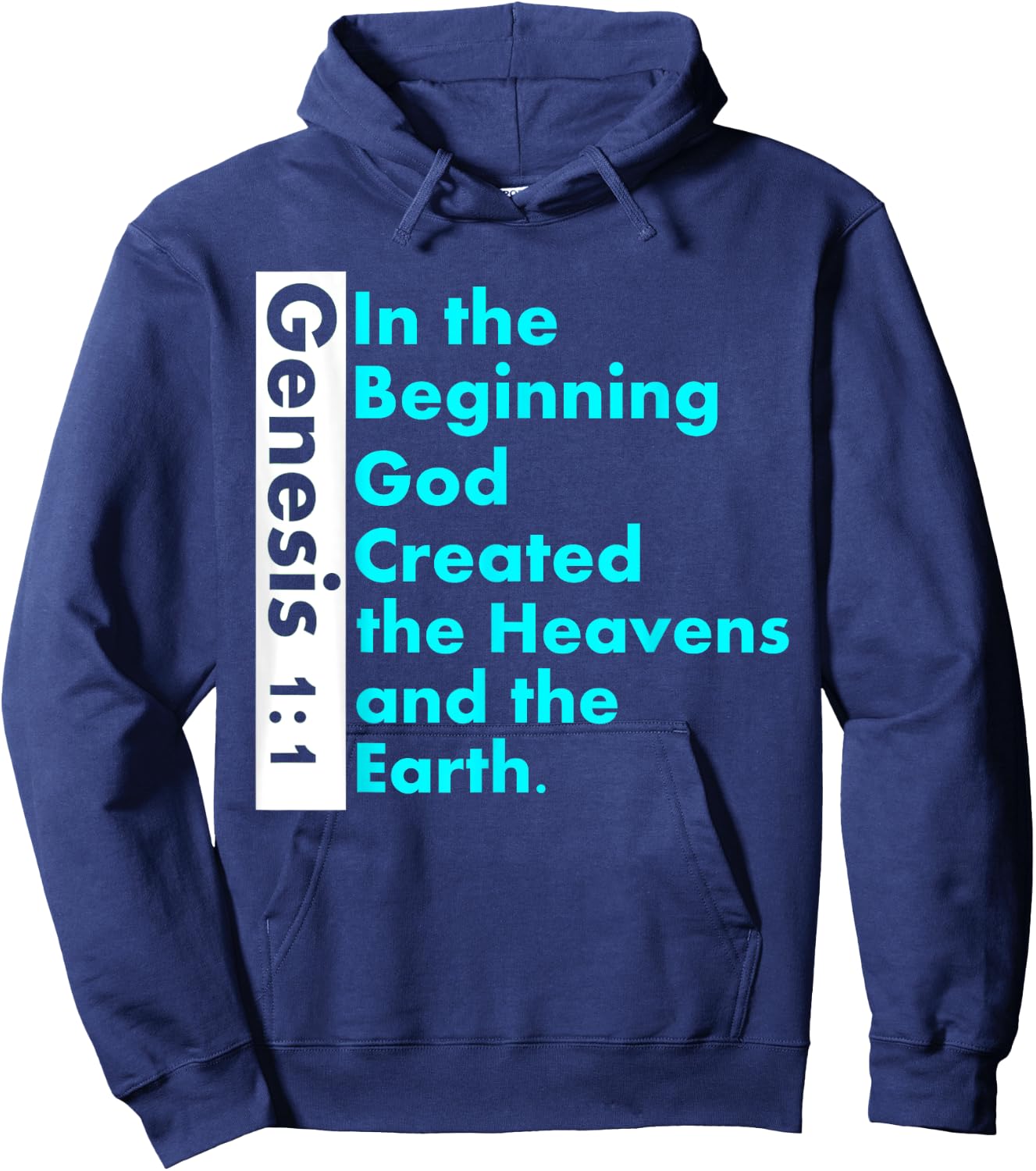 Genesis 1:1 Bible verse In the Beginning God Created Hoodie - Hoodie | Navy