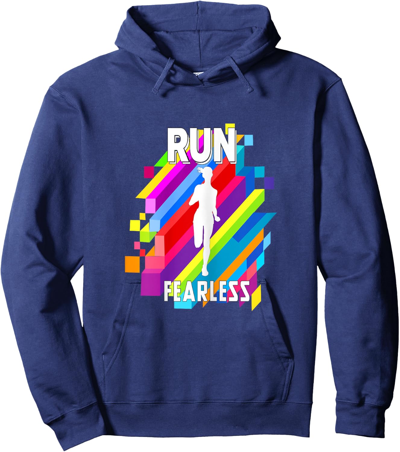 Run Fearless Colorful Strips Running Fit women girl Hoodie - Hoodie | Navy