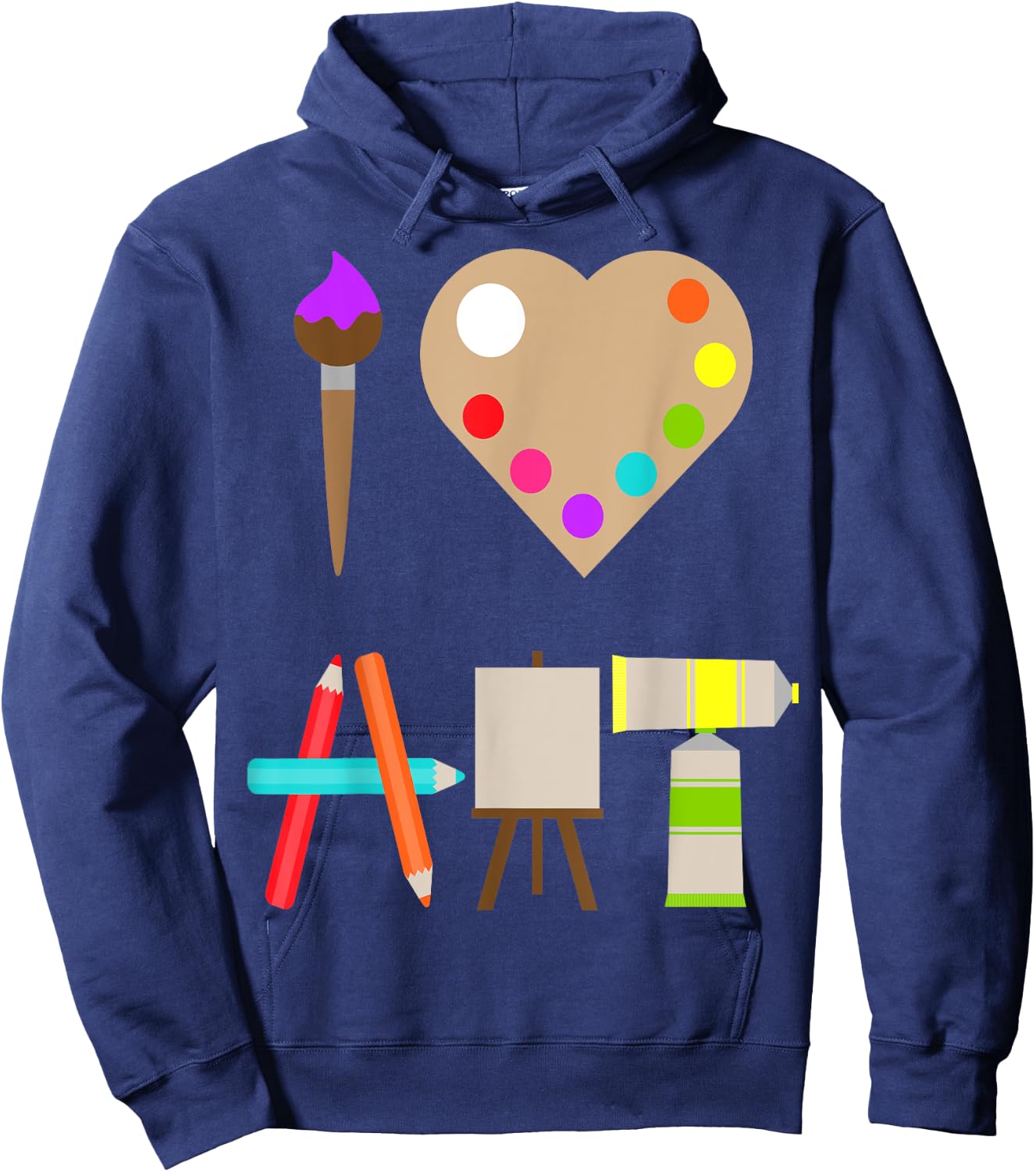 Cool I Love Art Fun Colorful Future Artist and Crafts Hoodie - Hoodie | Navy