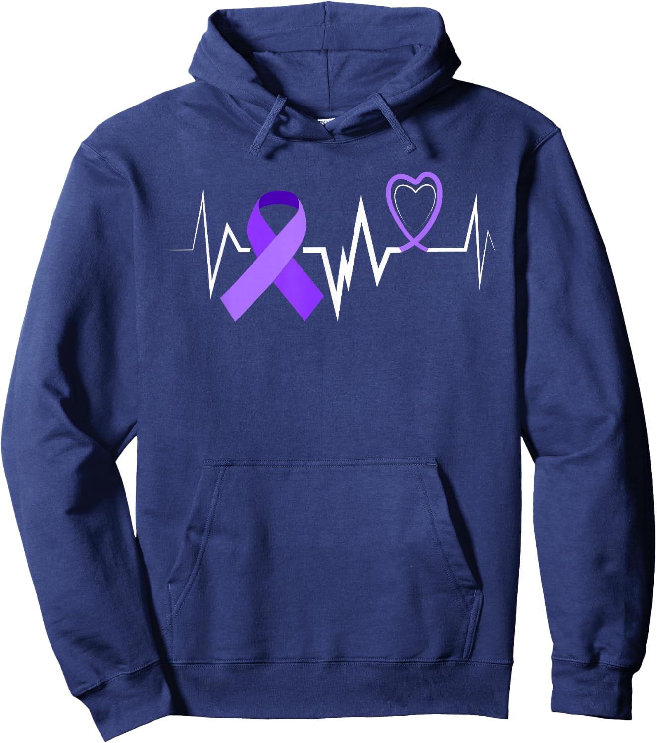 Heartbeat Products Opioid Ribbon Opioid Overdose Awareness Hoodie - Hoodie | Navy