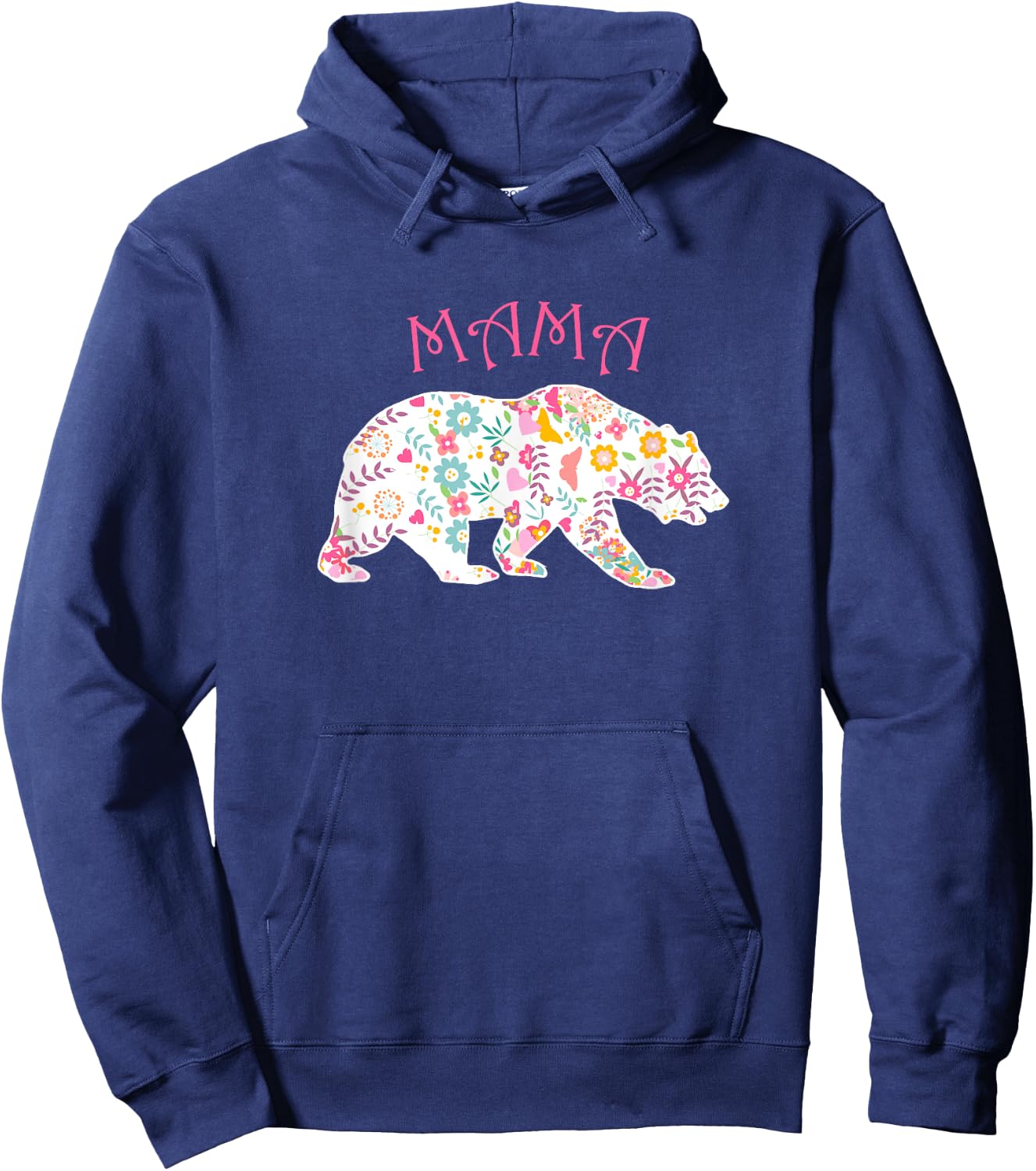 Mother's Day Pink Floral Best Mama Bear Shirt Gift Hoodie - Hoodie | Navy