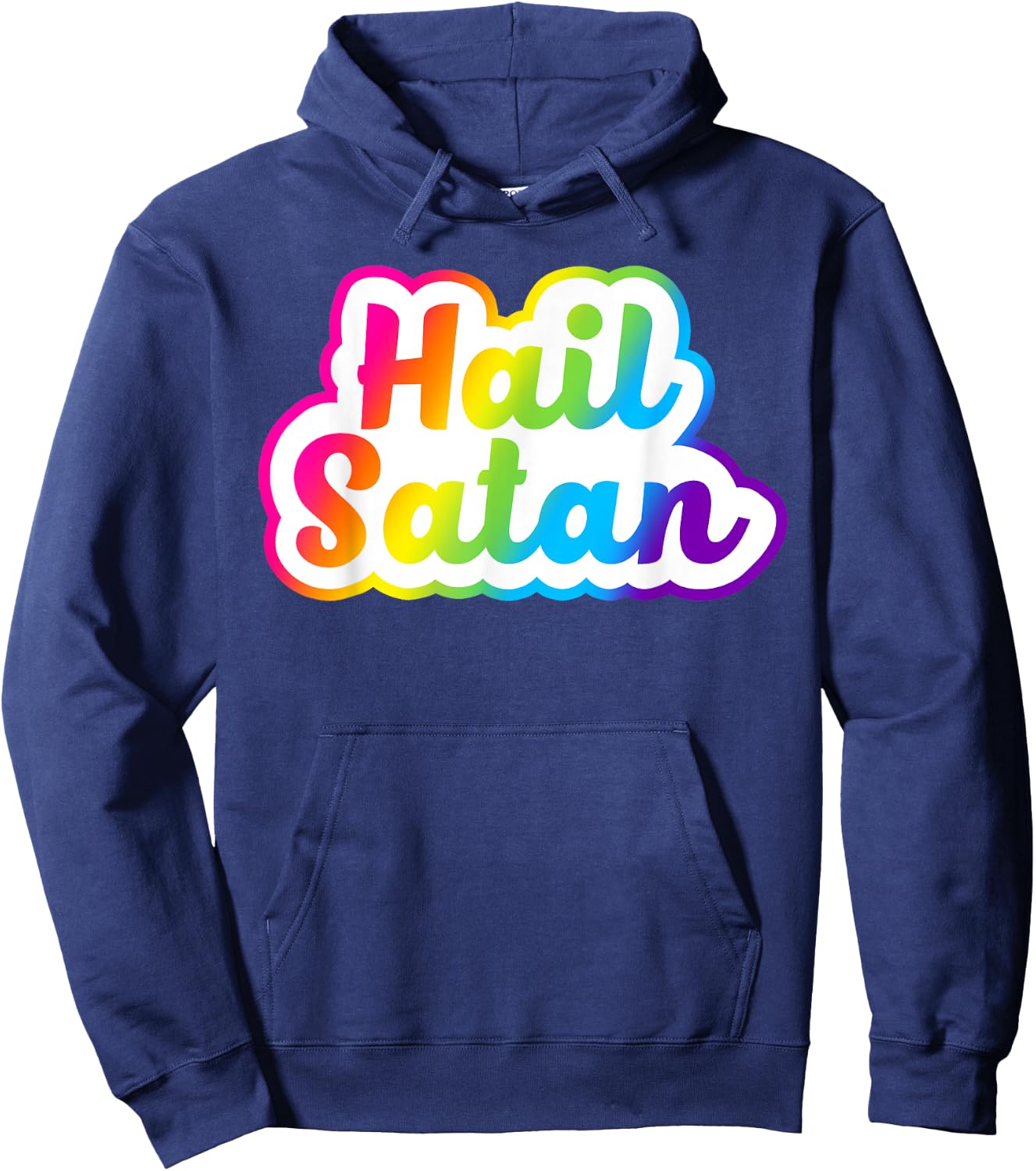 Rainbow 90s Hail Satan Hoodie - Hoodie | Navy