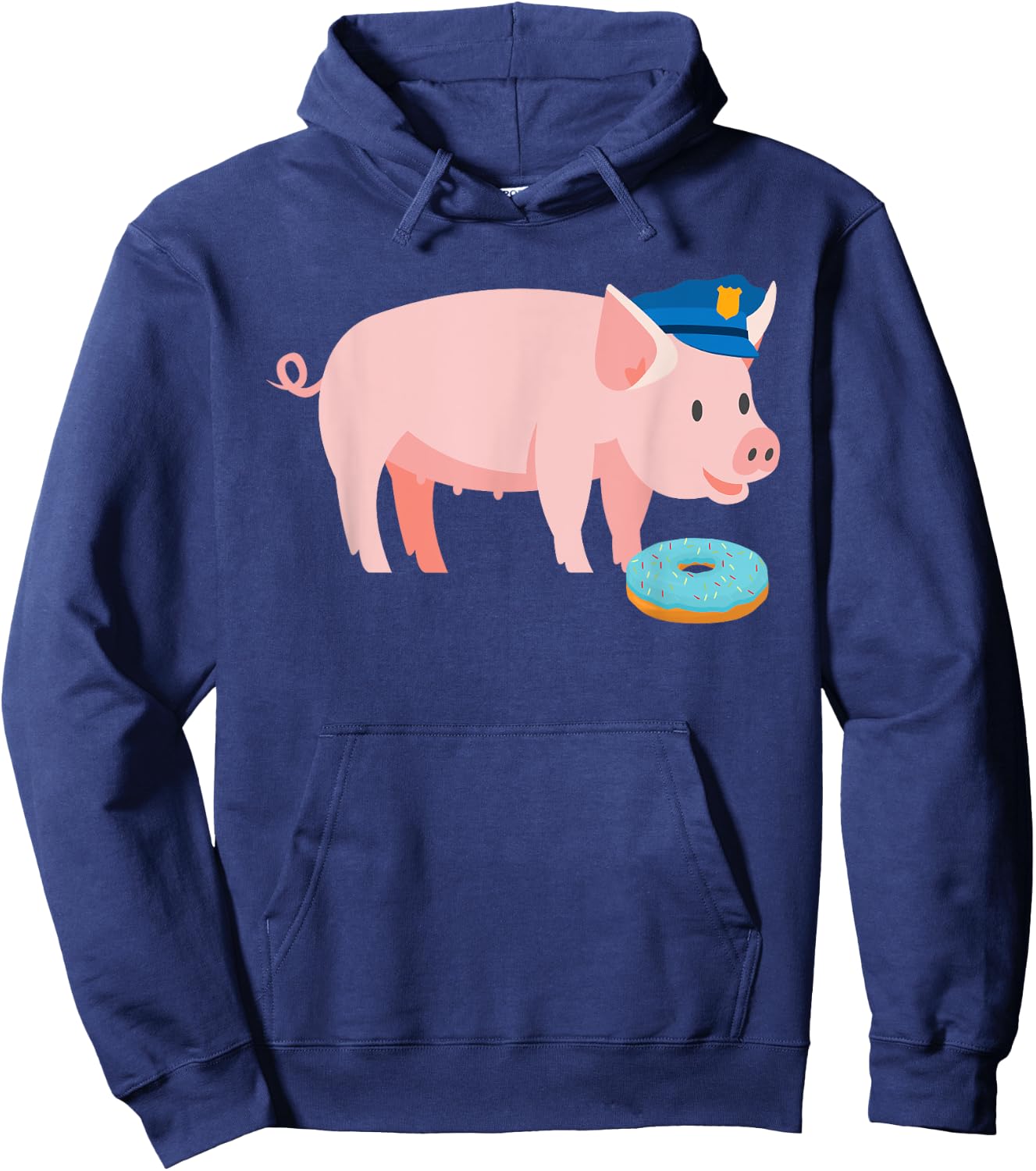 Funny Police Officer Pig Cop and Doughnut Joke Gift Hoodie - Hoodie | Navy