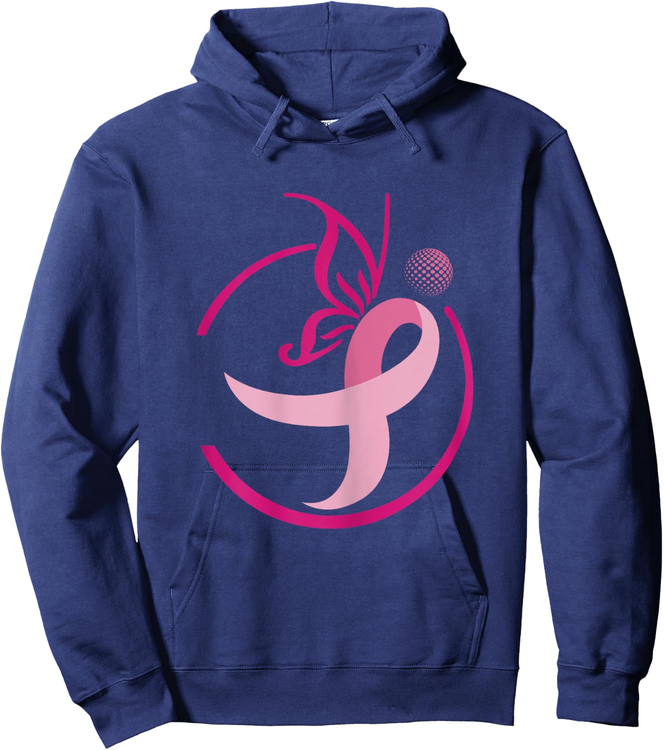 Pink Ribbon Golf Shirts-Butterflies Breast Cancer Hoodie - Hoodie | Navy