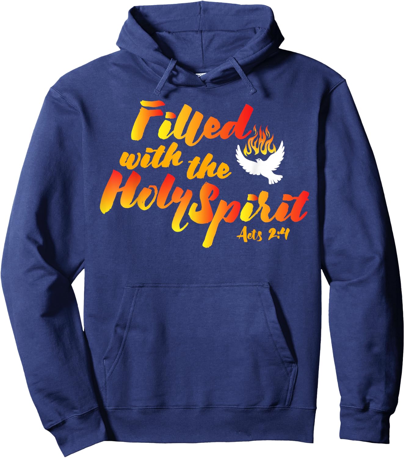 Filled with the Holy Spirit Pentecost Tongues of Fire Flame Hoodie - Hoodie | Navy
