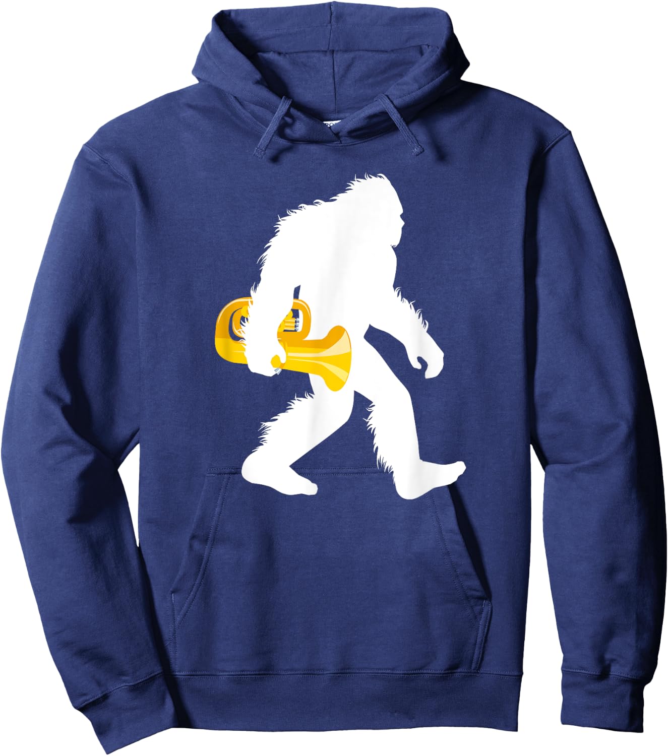Bigfoot Carrying Tuba Shirt, Sasquatch With Tubist Gift Hoodie - Hoodie | Navy