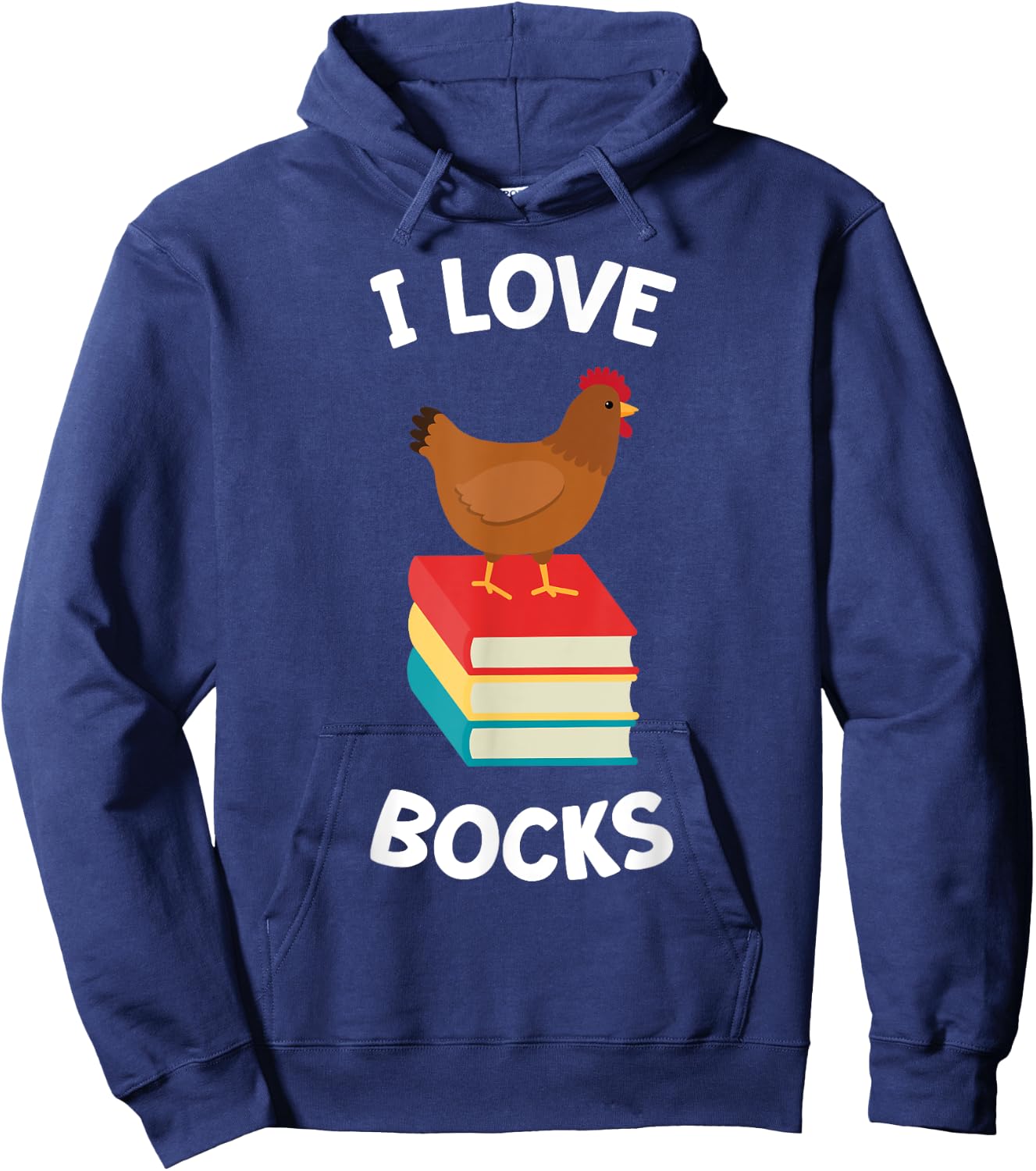 Book Shirt Funny Chicken Reading I Love Bocks Gift Hoodie - Hoodie | Navy