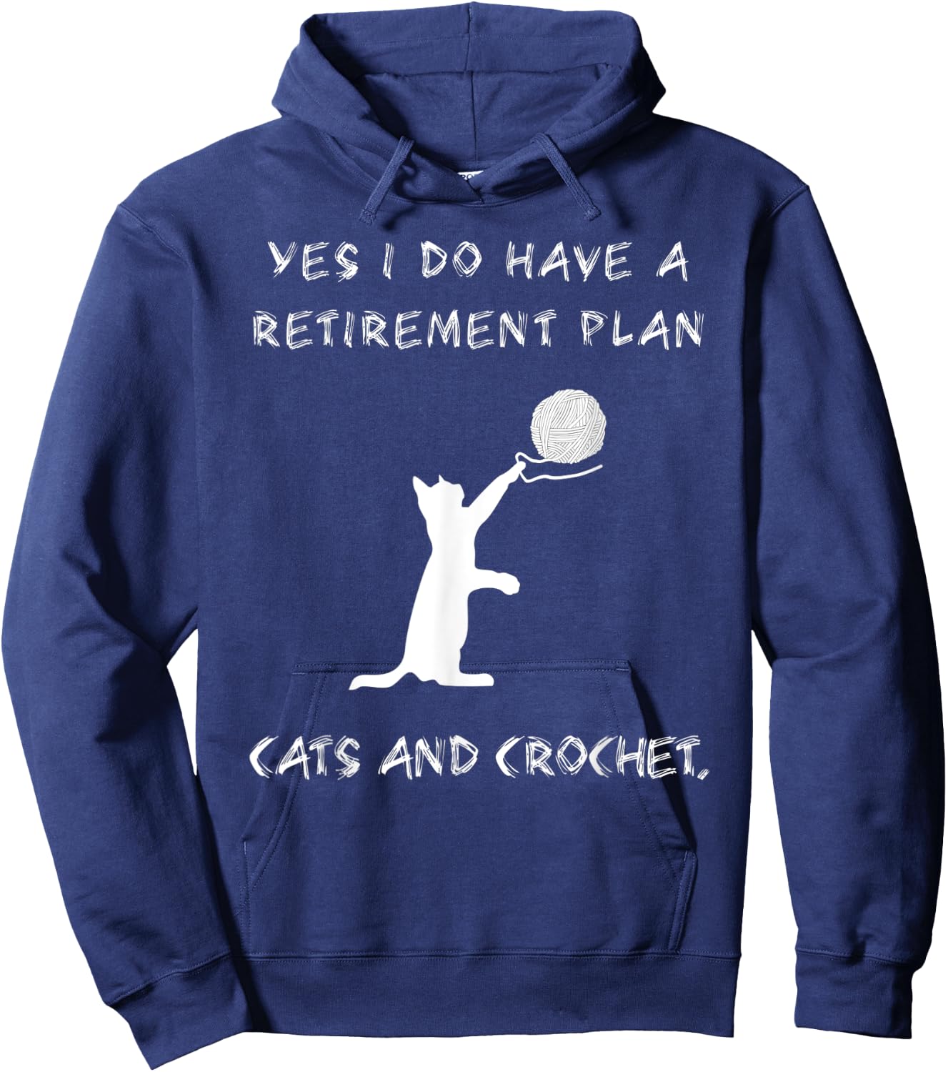 Crochet Cute Cat Kitty Knitting Pet Animal Crocheting Hoodie - Hoodie | Navy