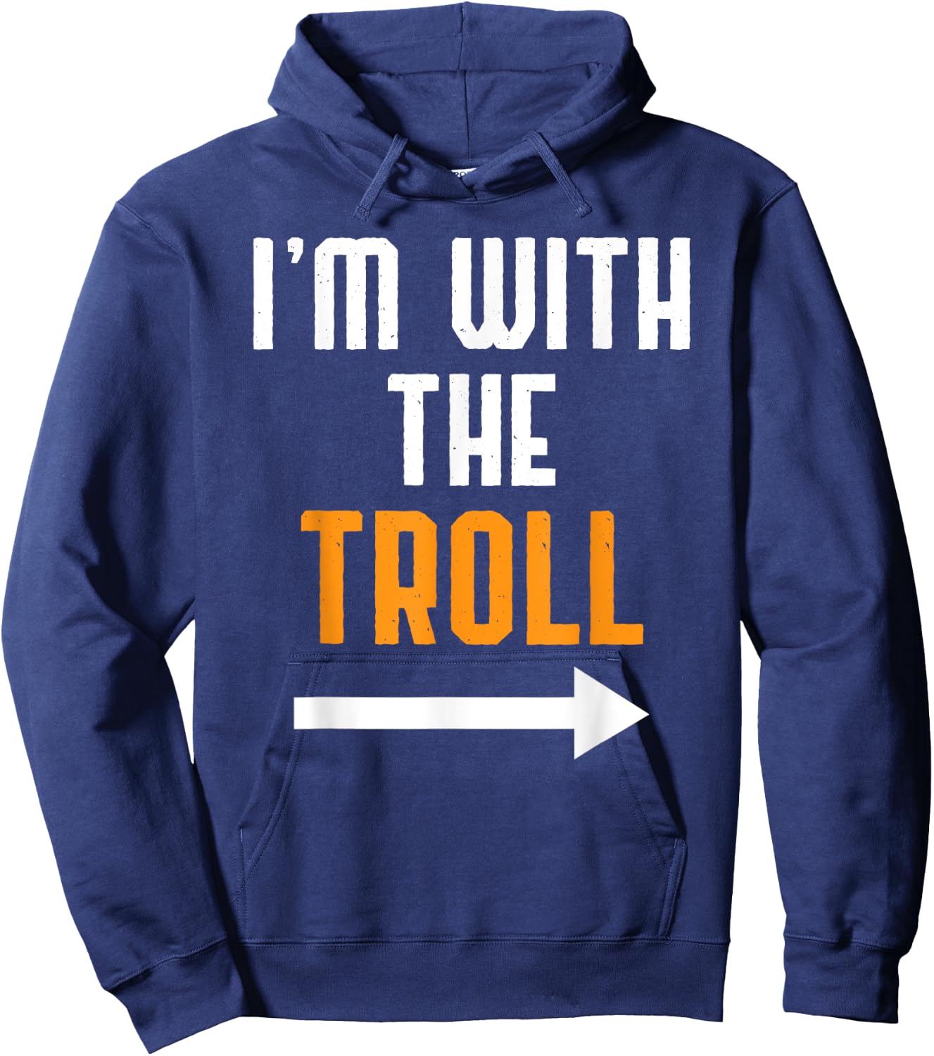 I'm With The Troll Costume Funny Halloween Couple Hoodie - Hoodie | Navy