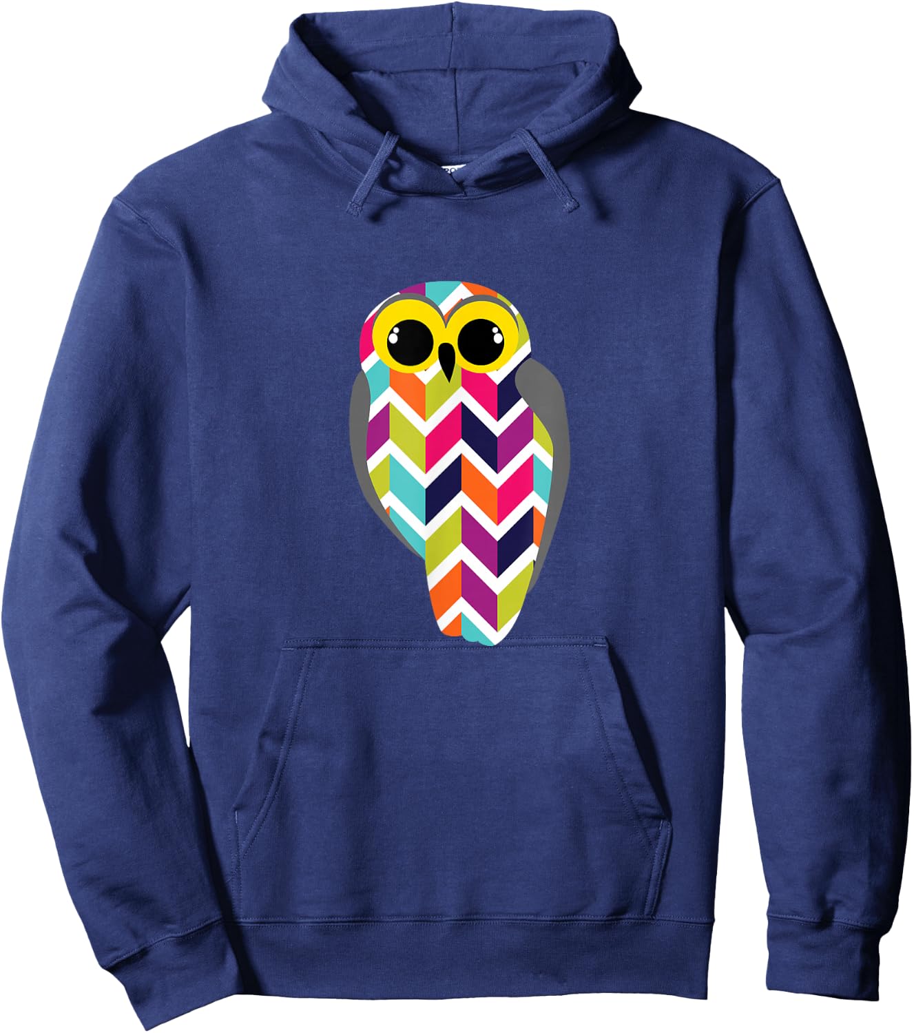 Fun Geometric Owl . Chevron Pattern. Hoodie - Hoodie | Navy