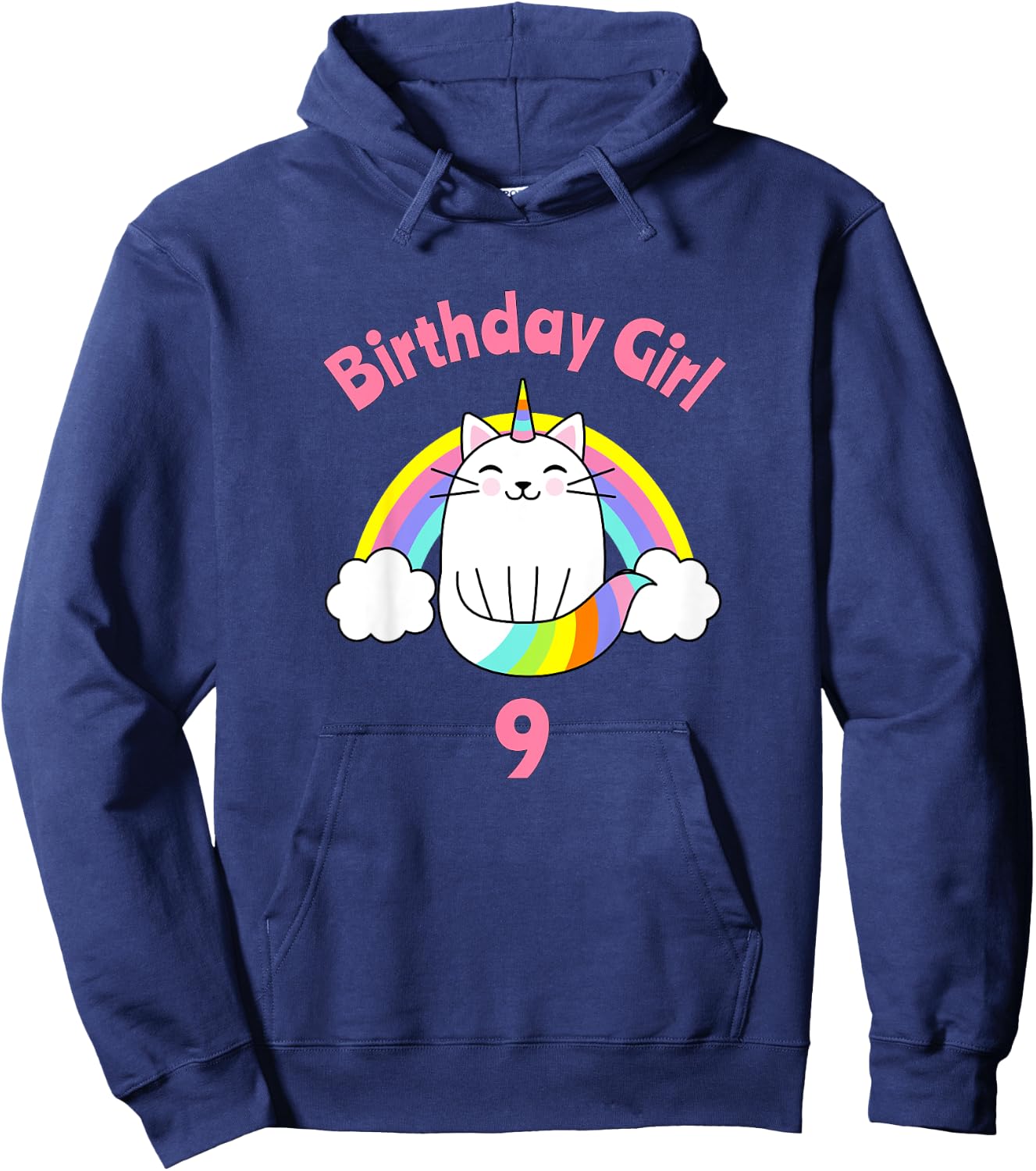 Kids Birthday Girl for Girls 9 Year Old 9th Party Nine Hoodie - Hoodie | Navy