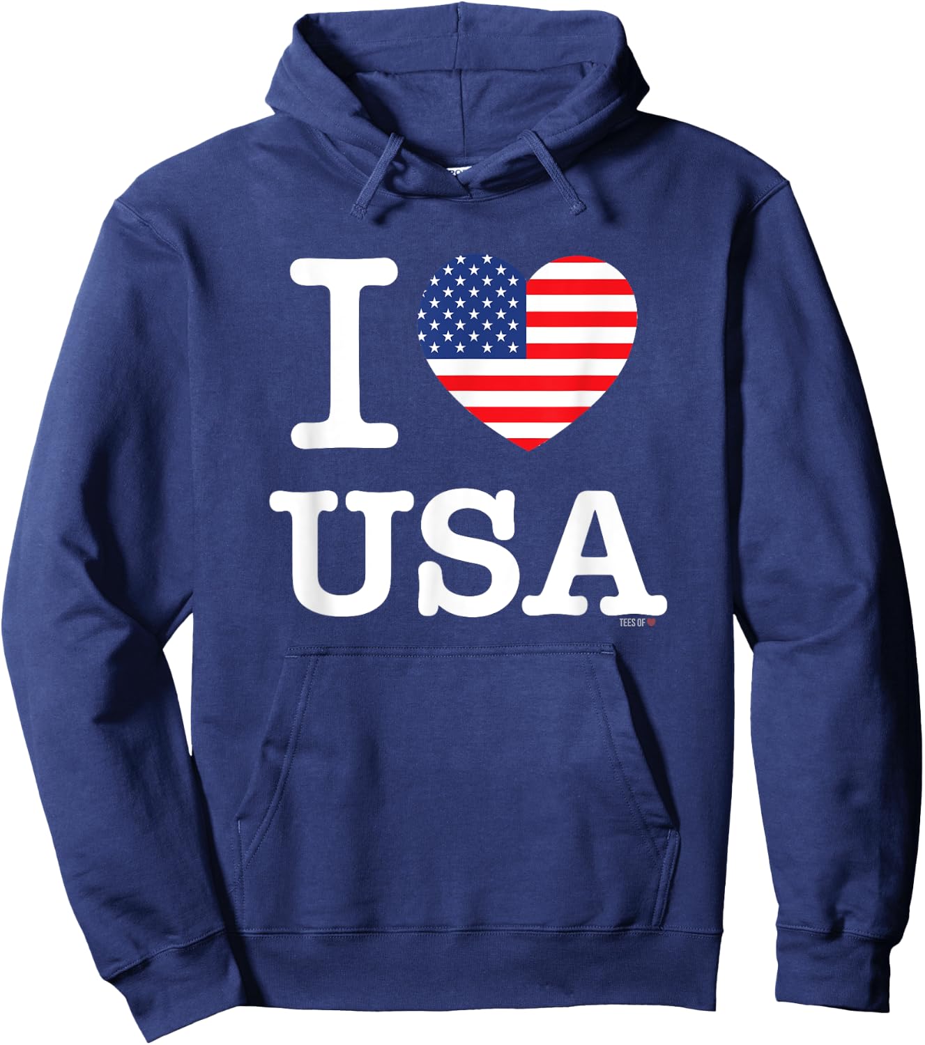 I Love USA White United States of America Flag Heart Hoodie - Hoodie | Navy