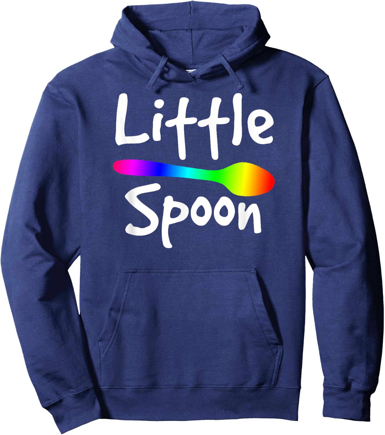 Rainbow Big Spoon Little Spoon Matching Gay Couple Hoodie - Hoodie | Navy