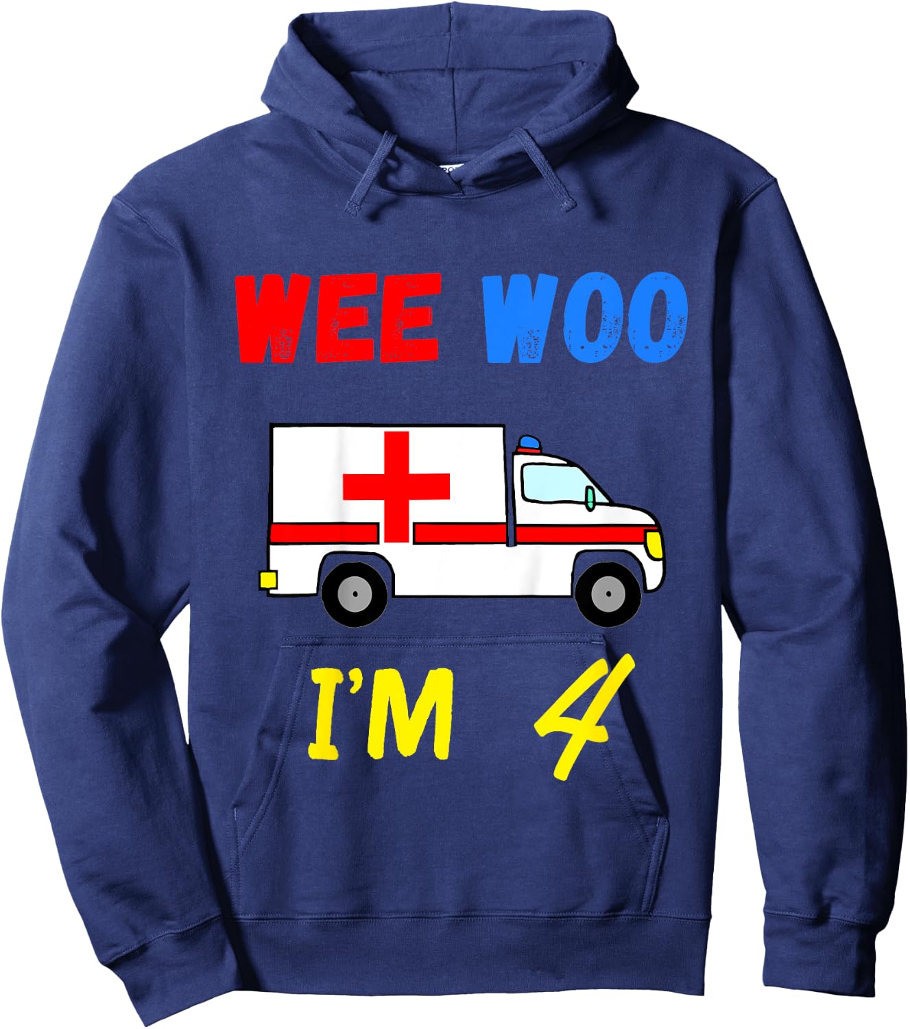 Ambulance 4 Years Old 4th Birthday Emergency Services Hoodie - Hoodie | Navy
