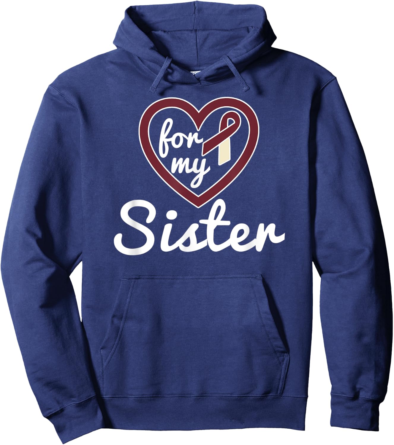 Throat Cancer Shirt Sister Awareness Ribbon Hoodie - Hoodie | Navy