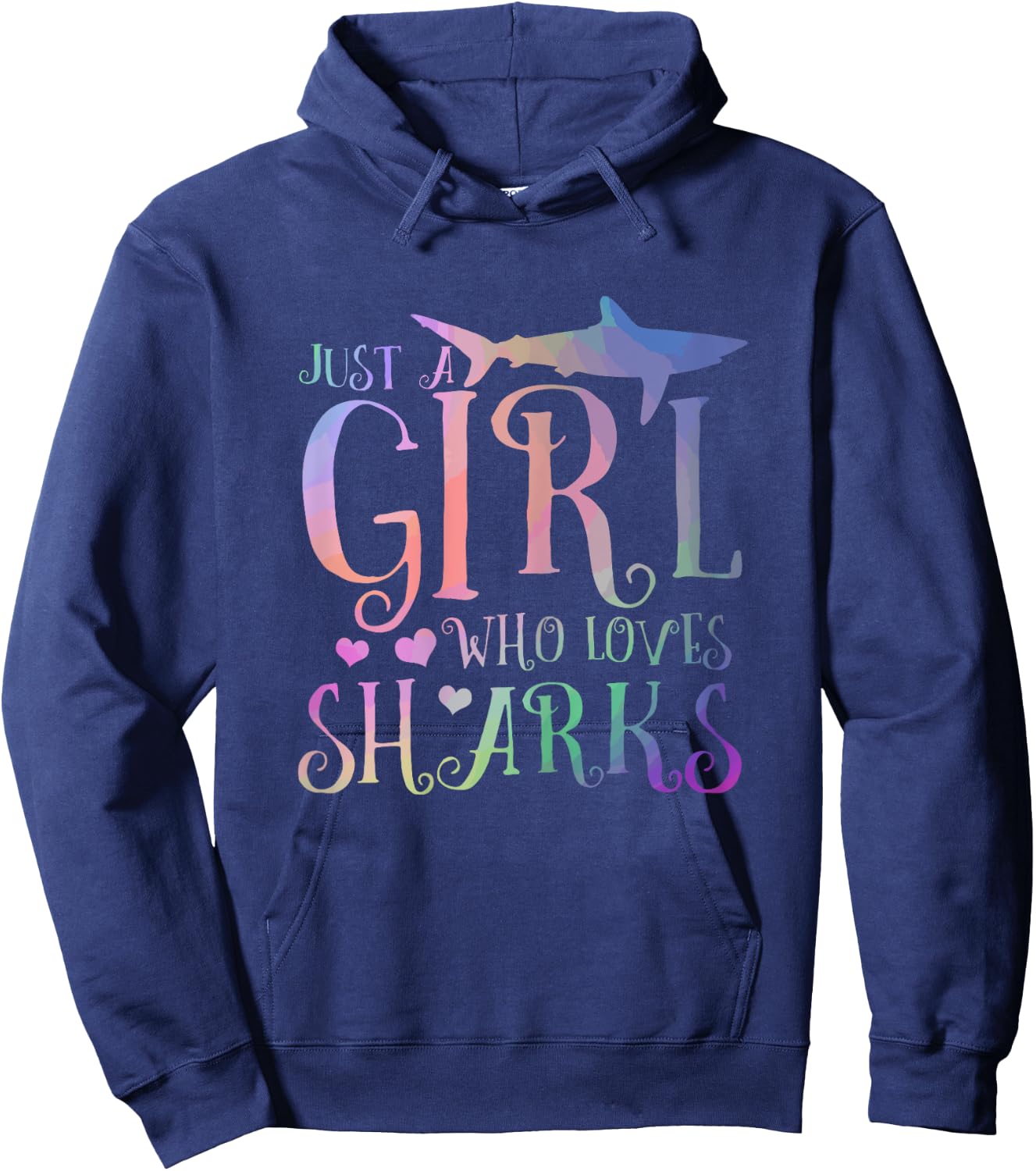 Just A Girl Who Loves Sharks Funny Watercolor Fishing Gift Hoodie - Hoodie | Navy