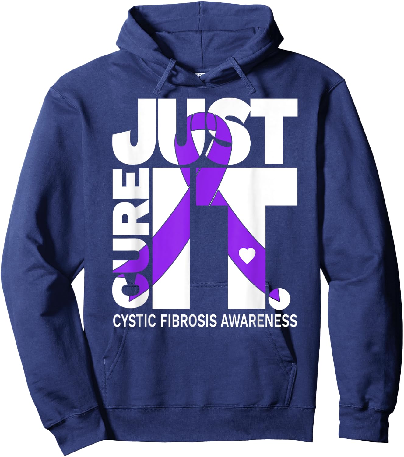 Just Cure Cystic Fibrosis Awareness Ribbon Hoodie - Hoodie | Navy