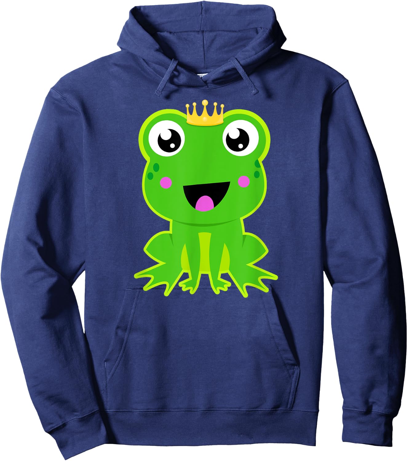 Frog Prince Crown Cute Fairy Tale Graphic Boys Girls Kids Hoodie - Hoodie | Navy