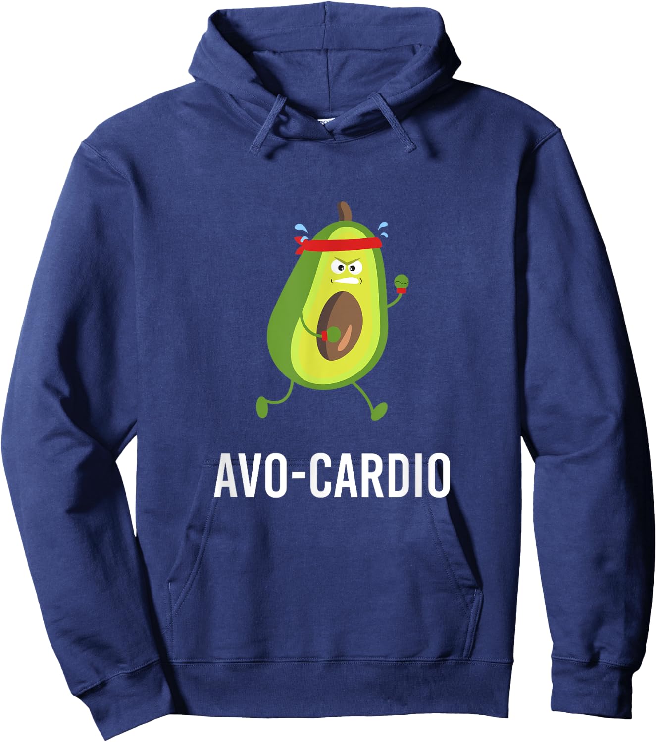 Avo-Cardio Funny Pun Workout Running Avocado Hoodie - Hoodie | Navy