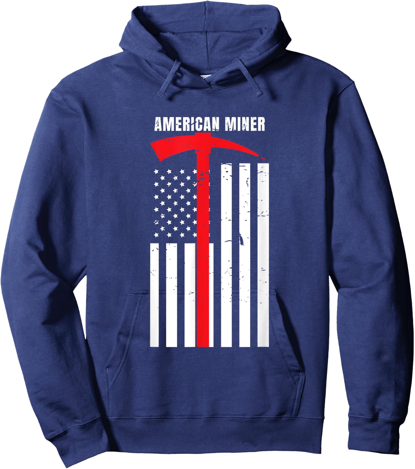 American Miner Coal Gold Pickaxe Patriotic Gift Hoodie - Hoodie | Navy