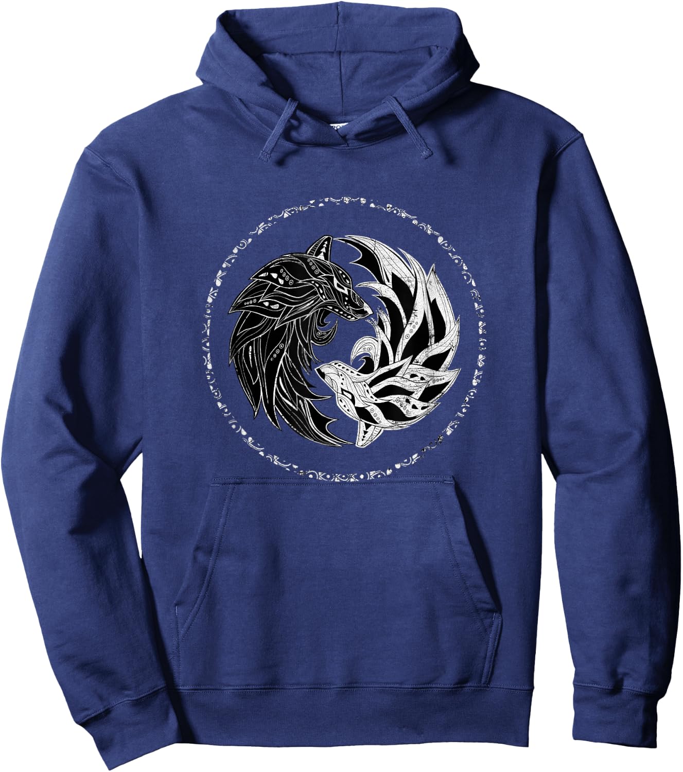 Yin Yang, Wolf, Wolves, Yinyang, Chi Gong TaiChi, Yin-Yang Bagua Hoodie - Hoodie | Navy