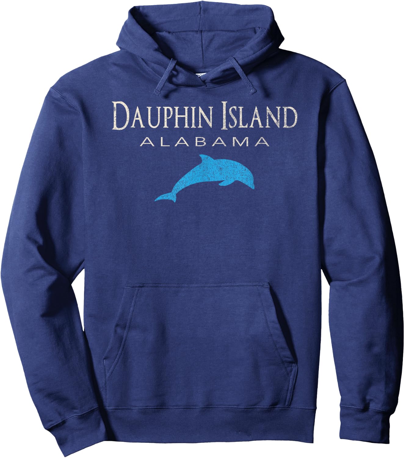 Vintage Dauphin Island AL Dolphin T Shirt Hoodie - Hoodie | Navy